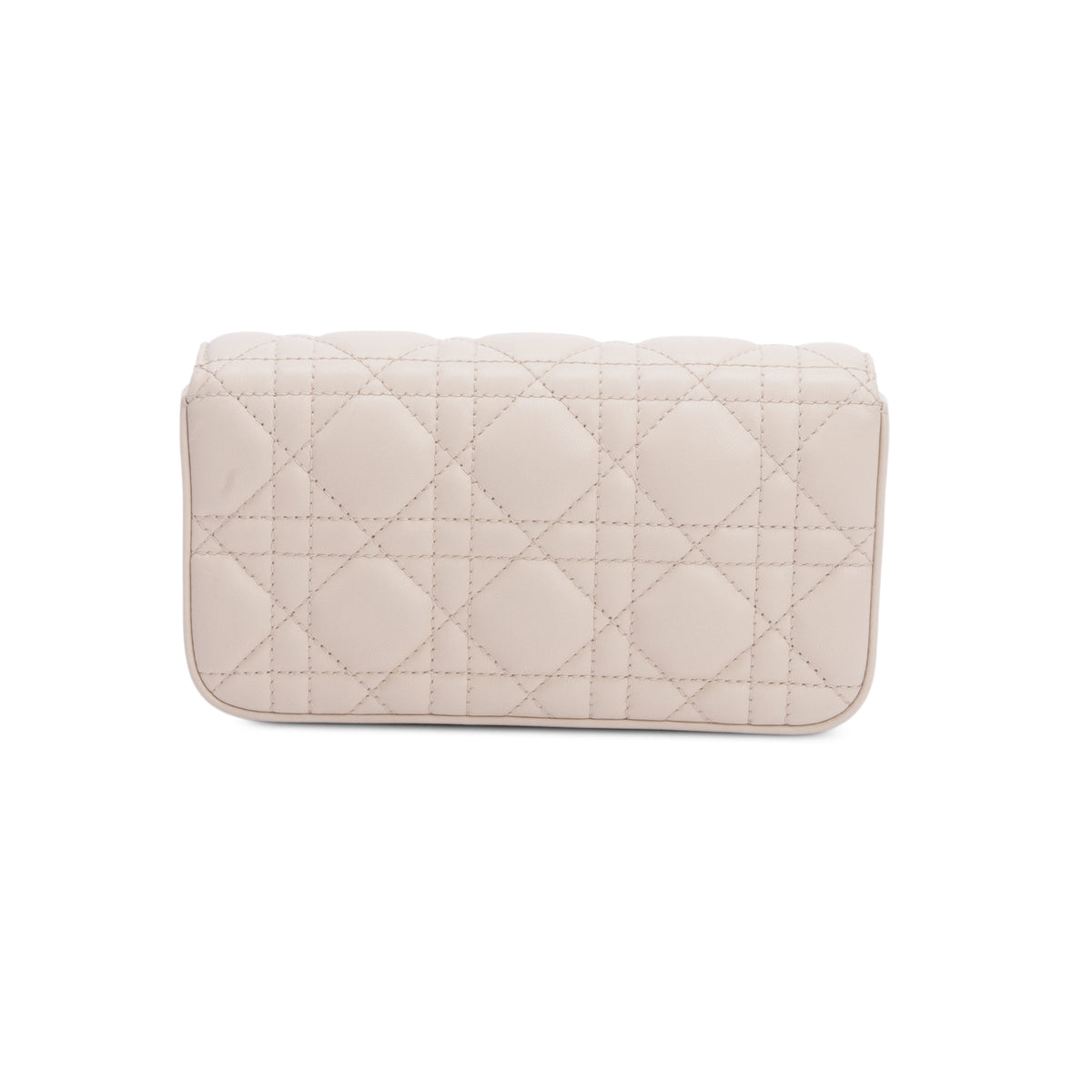 Christian Dior 2023 Beige Lambskin Cannage Dior Talk Phone Pouch w/ Box & Chain