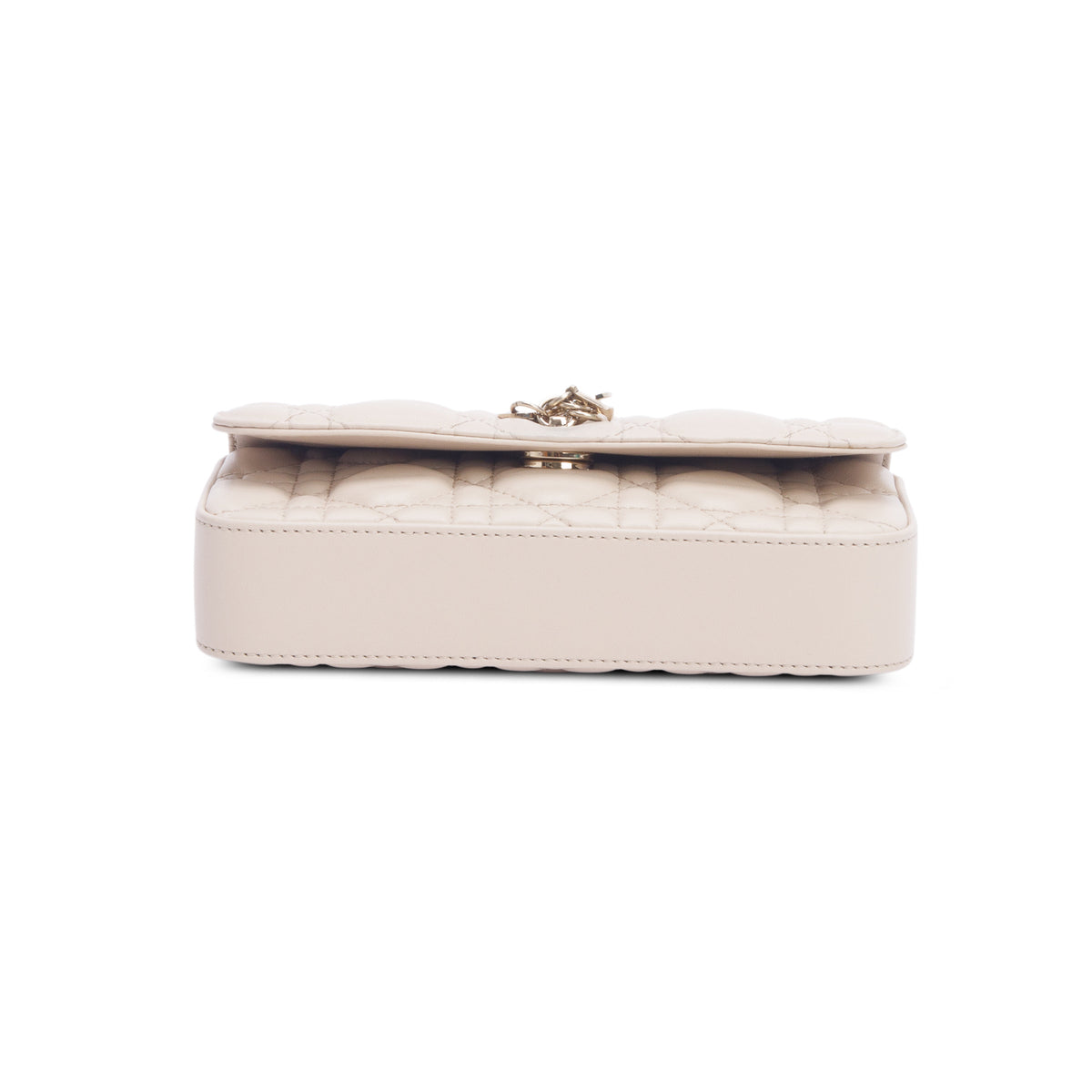 Christian Dior 2023 Beige Lambskin Cannage Dior Talk Phone Pouch w/ Box & Chain