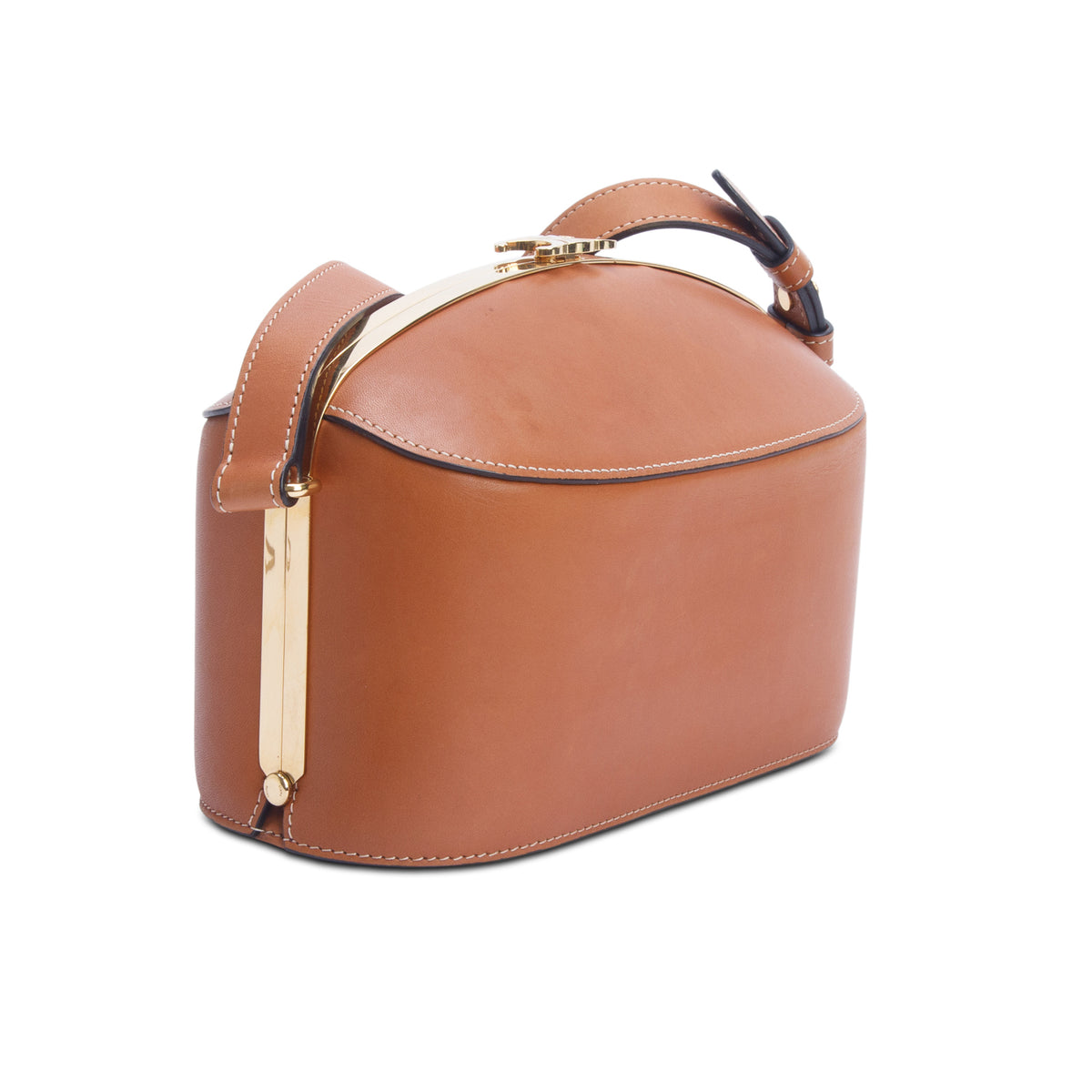 Celine 2021 Brown Natural Calfskin Triomphe Lunch Box