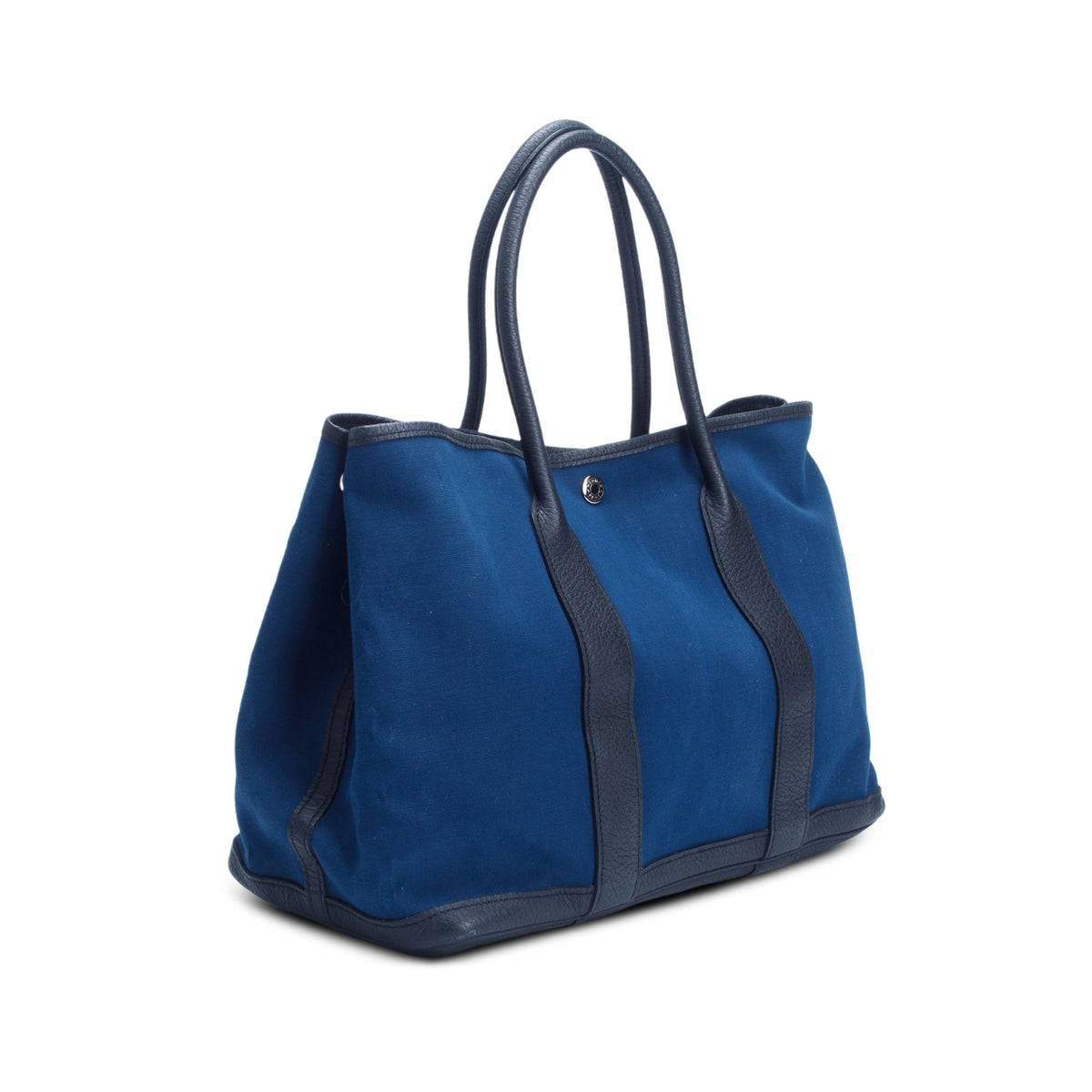 Hermes Bleu Marine Noir Toile Negonda Garden Party 36 MM Tote