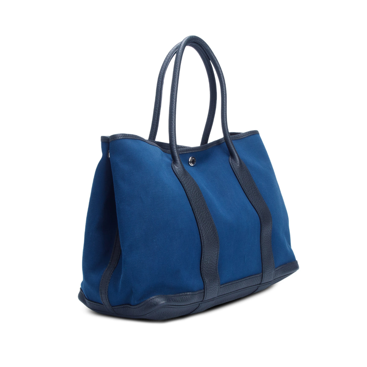 Hermes Bleu Marine Noir Toile Negonda Garden Party 36 MM Tote