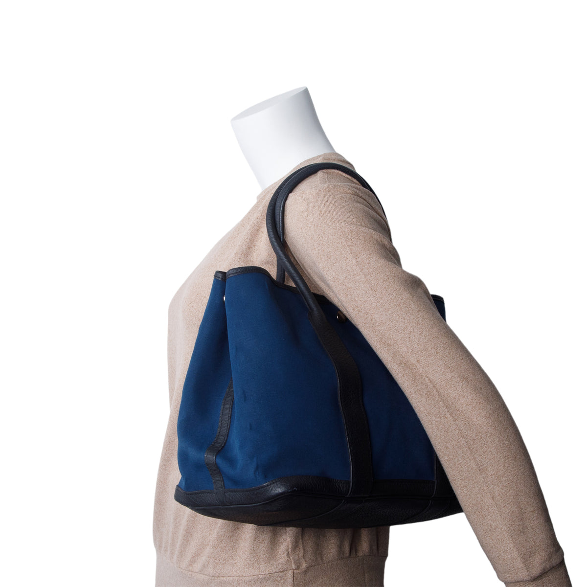 Hermes Bleu Marine Noir Toile Negonda Garden Party 36 MM Tote