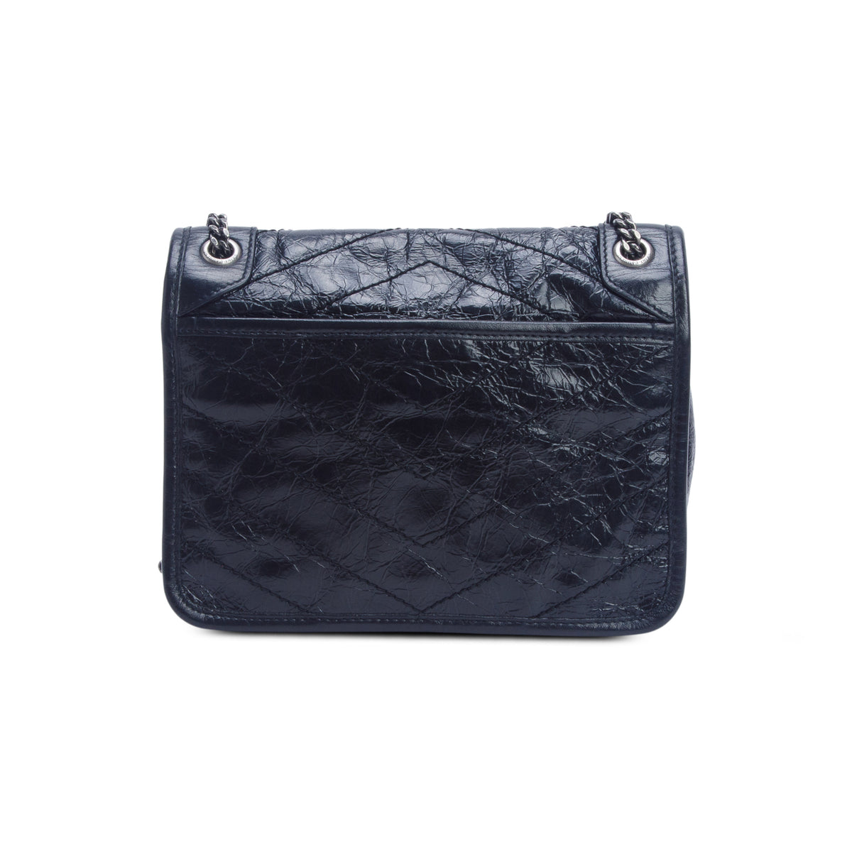 Saint Laurent 2022 Black Crinkled Calfskin Matelasse Leather Baby Niki Shoulder Bag