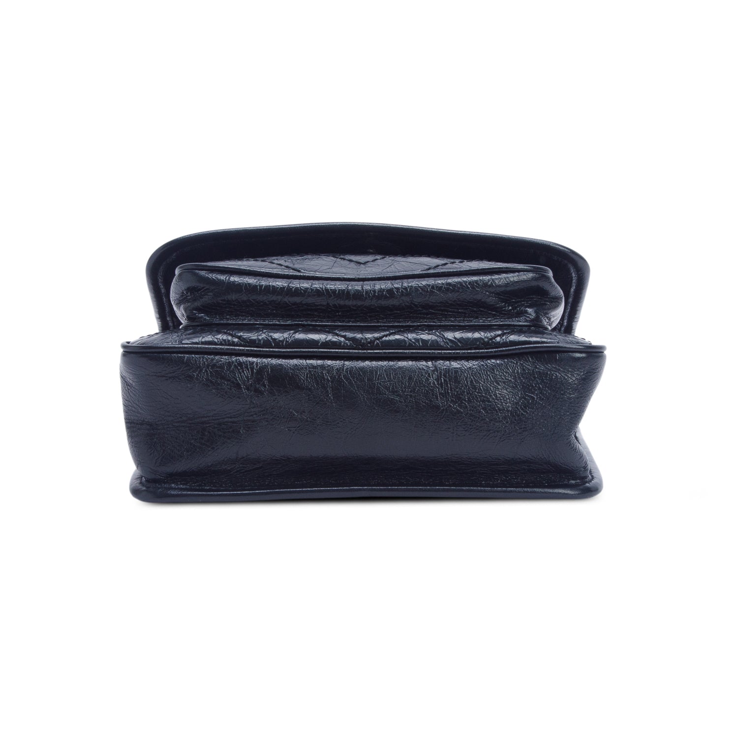 Saint Laurent 2022 Black Crinkled Calfskin Matelasse Leather Baby Niki Shoulder Bag