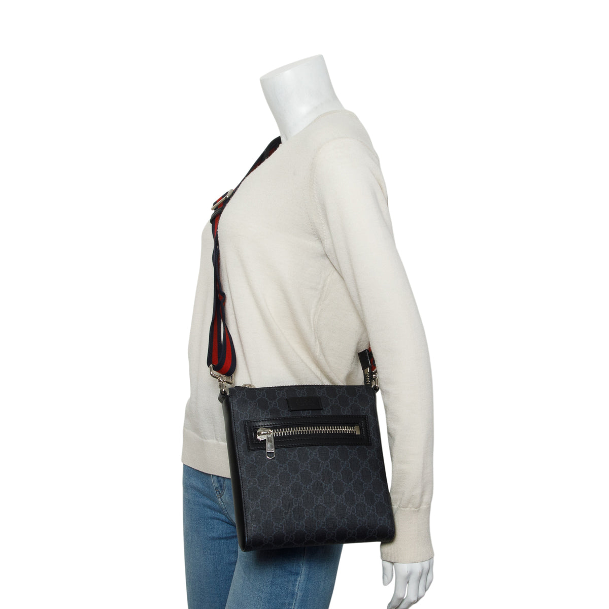 Gucci Black GG Supreme Small Messenger Bag