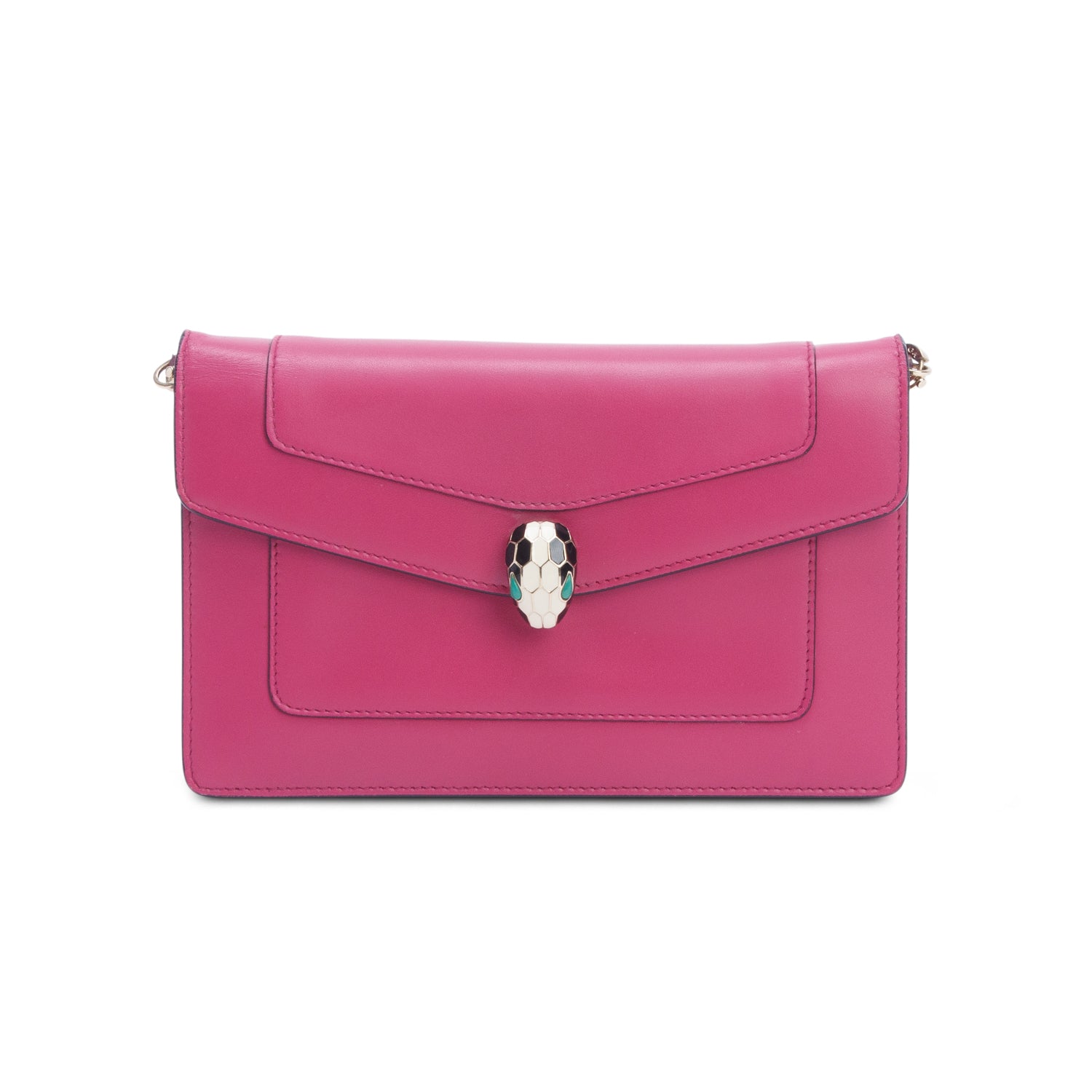 Bulgari Pink Calfskin Serpenti Forever Chain Pochette w/ Box