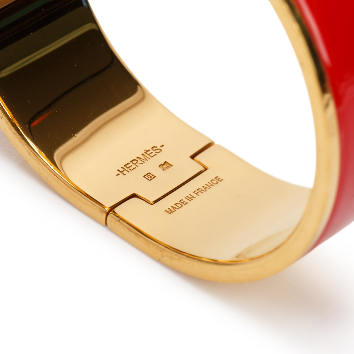 Hermes Gold-Plated Red Enamel Clic Clac H Bracelet w/ Box