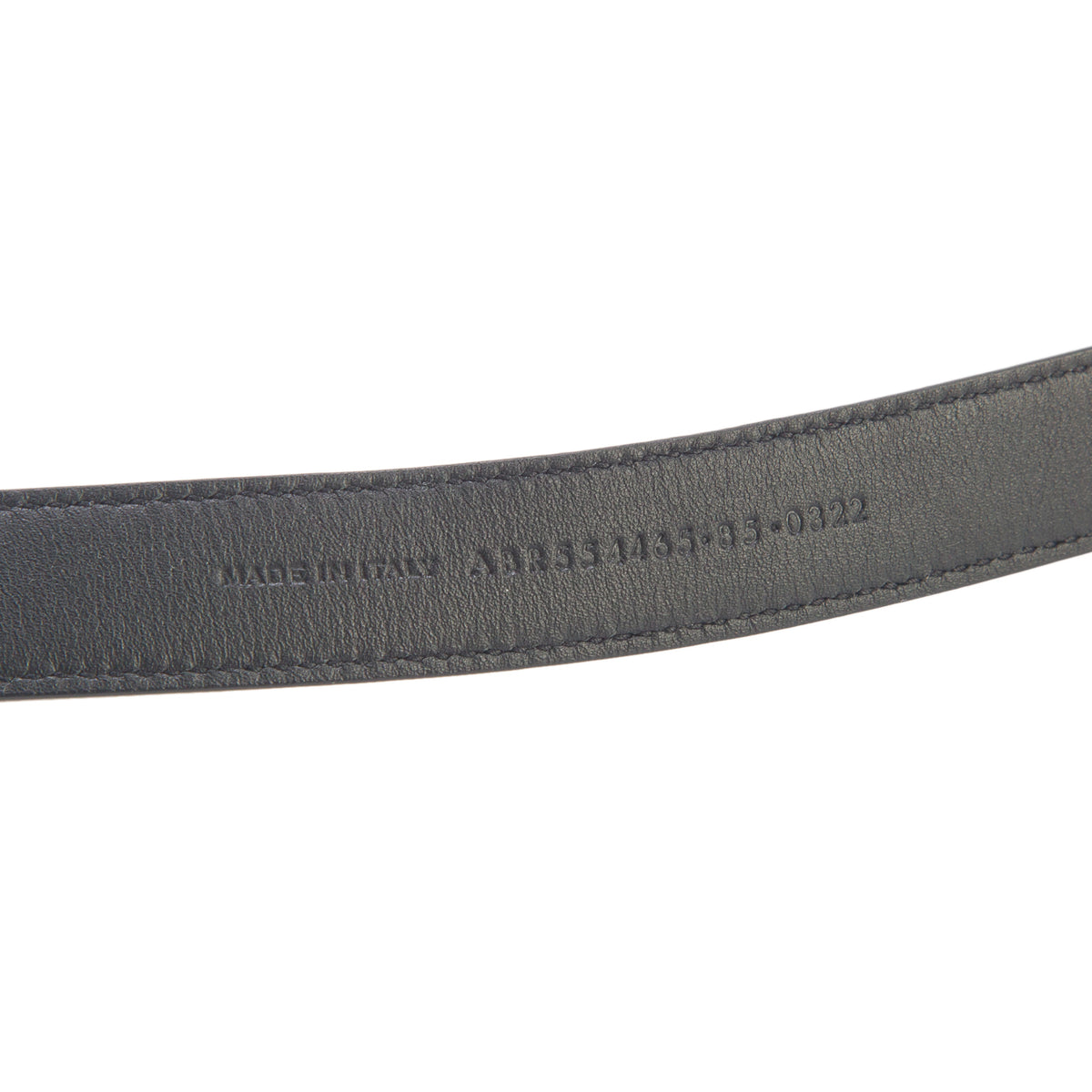 Saint Laurent 2022 Black Calfskin Leather Square Buckle Cassandre Thin Belt 85 w/ Box