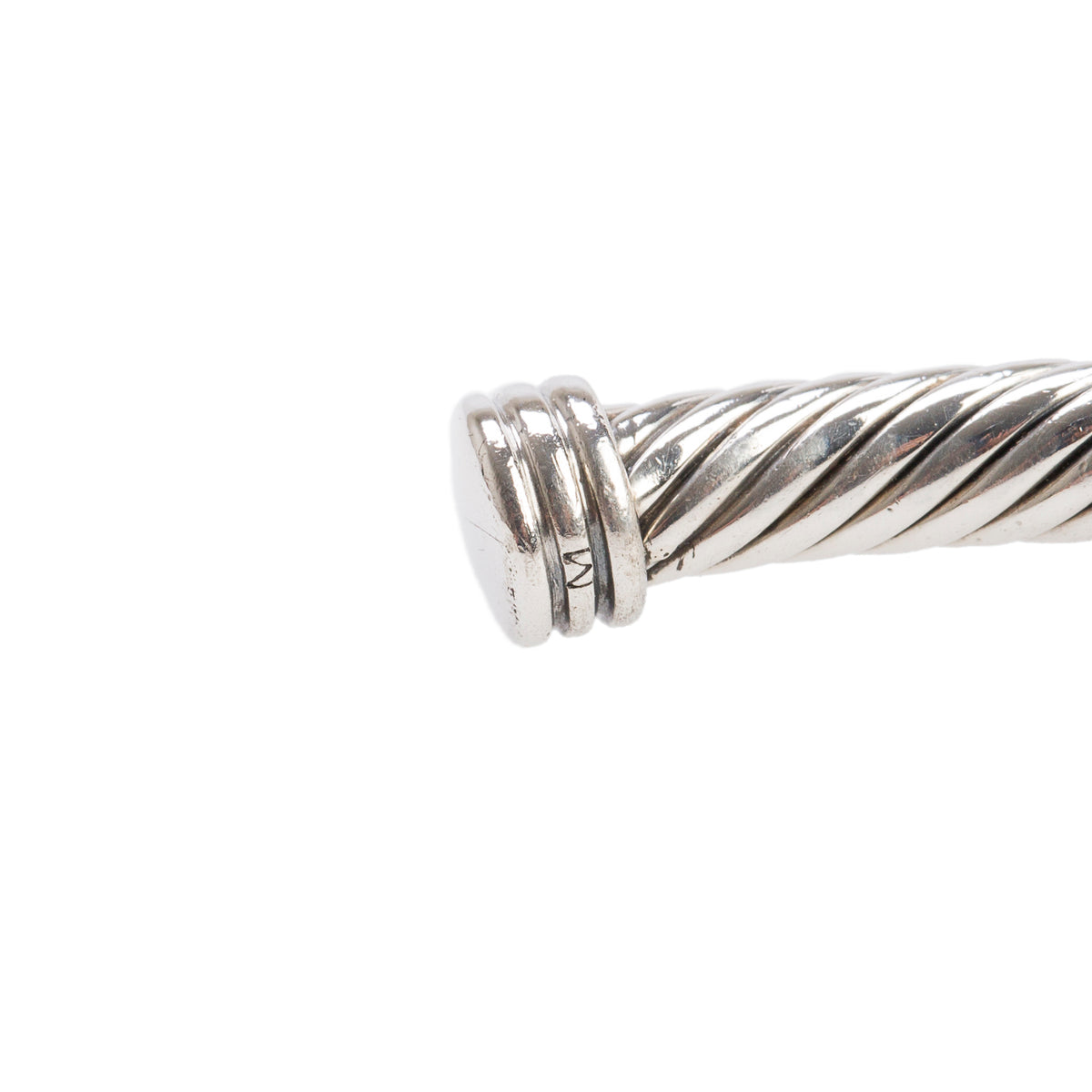 David Yurman Sterling Silver Cable Flex Diamond X Station 4MM Cable Cuff Bracelet