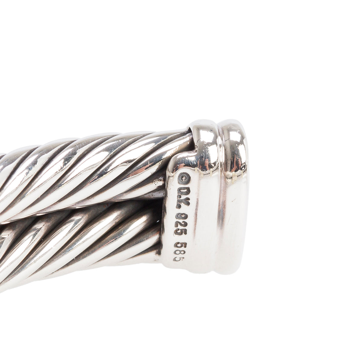 David Yurman Sterling SIlver & 14k Yellow Gold Double Cable Cuff Bracelet