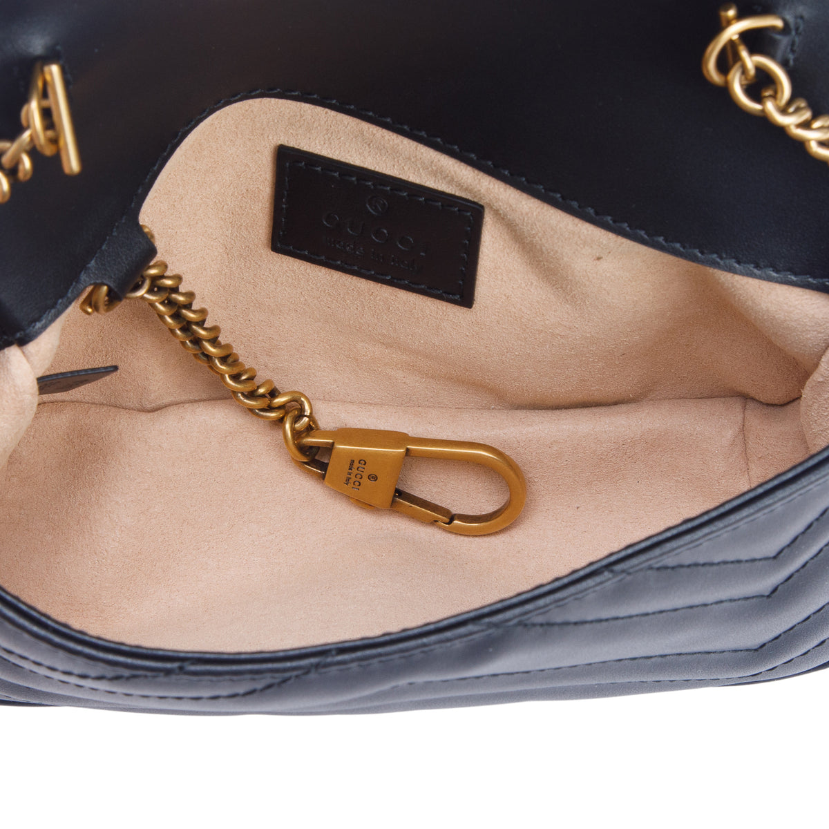 Gucci Black GG Marmont Matelasse Leather Super Mini Bag