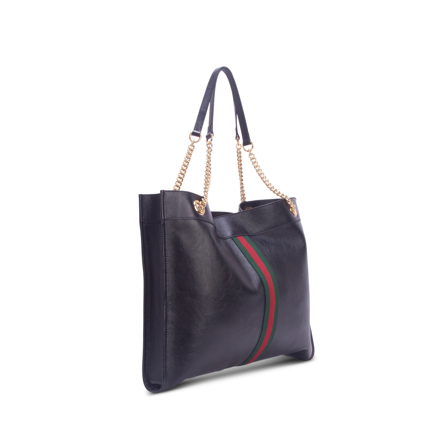 Gucci Black Calfskin Large Rajah Chain Tote w/ Pouch