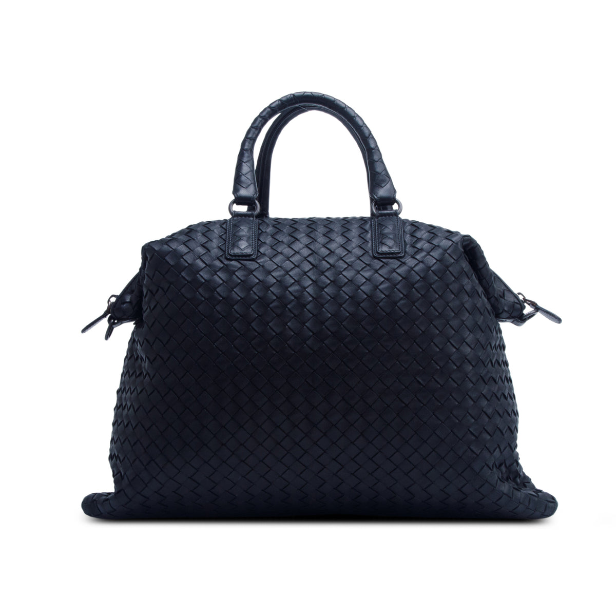 Bottega Veneta Black Nappa Intrecciato Medium Convertible Tote w/ Strap