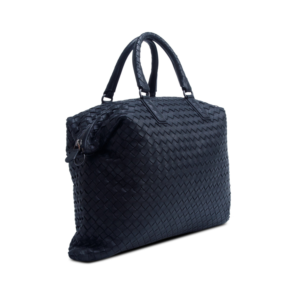 Bottega Veneta Black Nappa Intrecciato Medium Convertible Tote w/ Strap