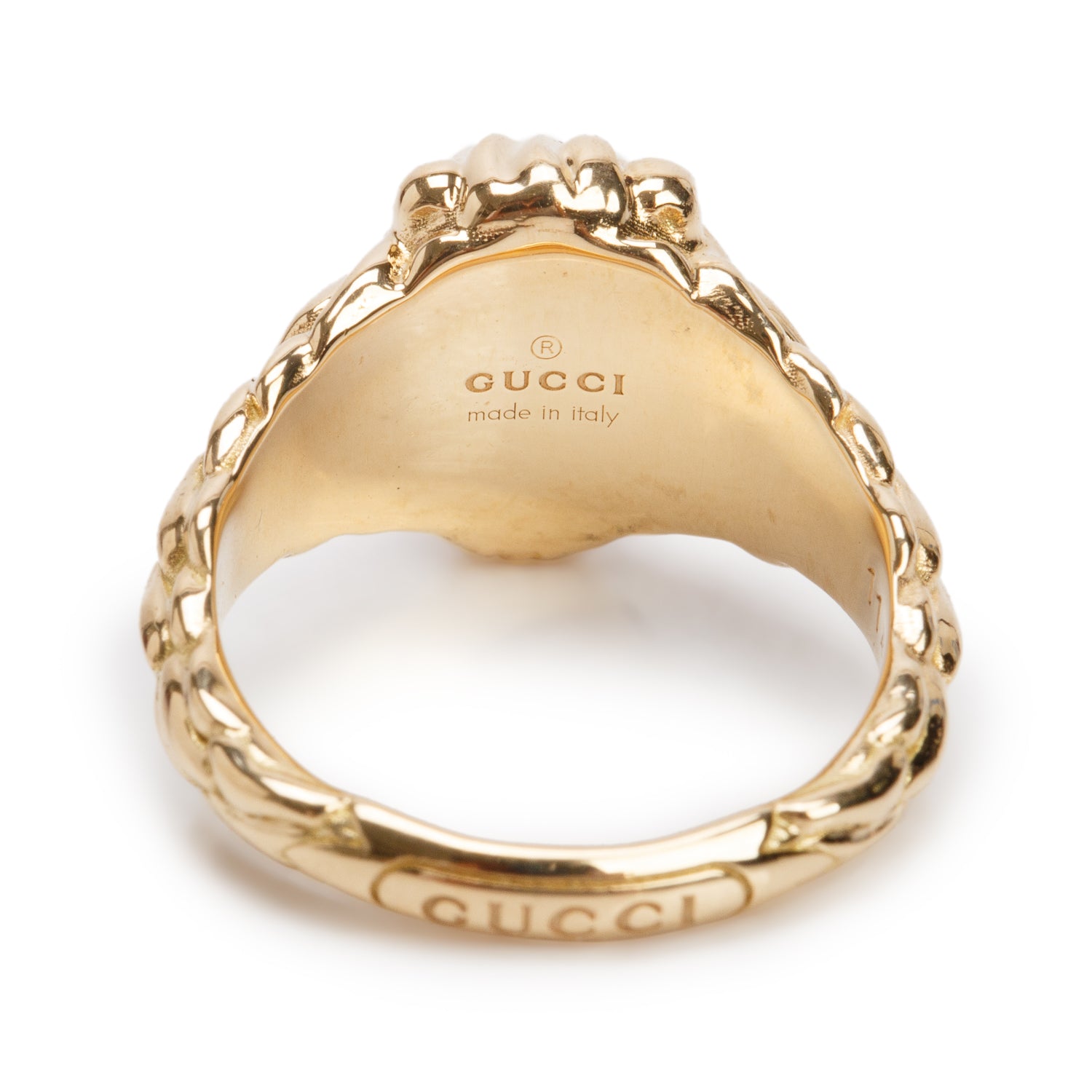 Gucci 18k Yellow Gold Lion Head Ring with Amethyst & Diamonds, Size 11 5.5