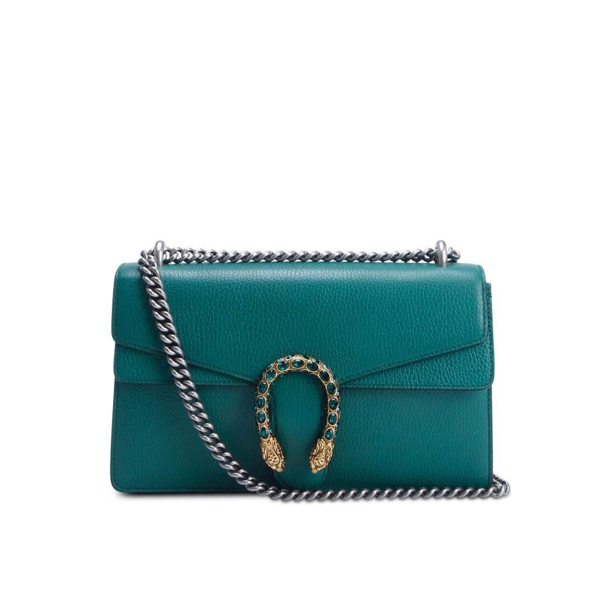 Gucci Green Pebbled Calfskin Small Dionysus Shoulder Bag w/ Box