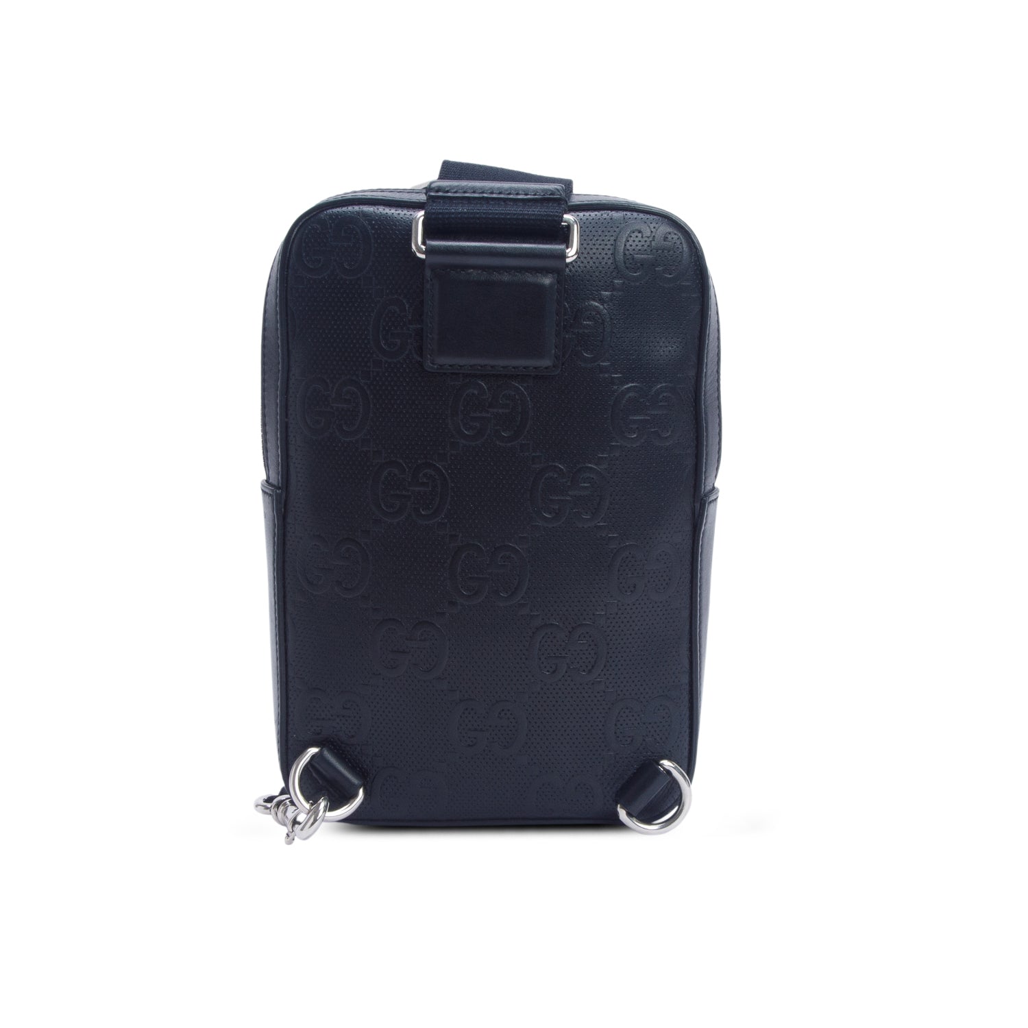 Gucci Black Calfskin GG Tennis Embossed Sling Bag