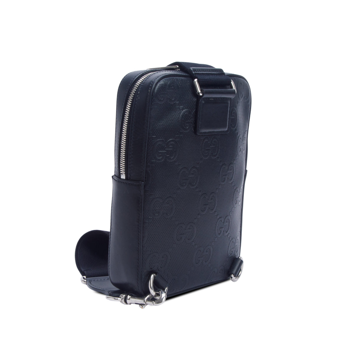 Gucci Black Calfskin GG Tennis Embossed Sling Bag