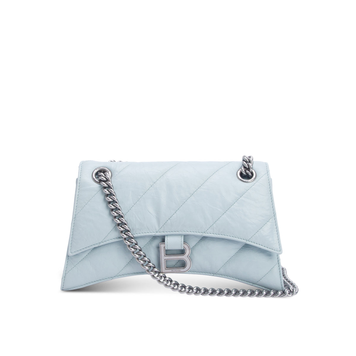 Balenciaga Blue Crushed Calfskin Quilted Small Crush Chain Bag