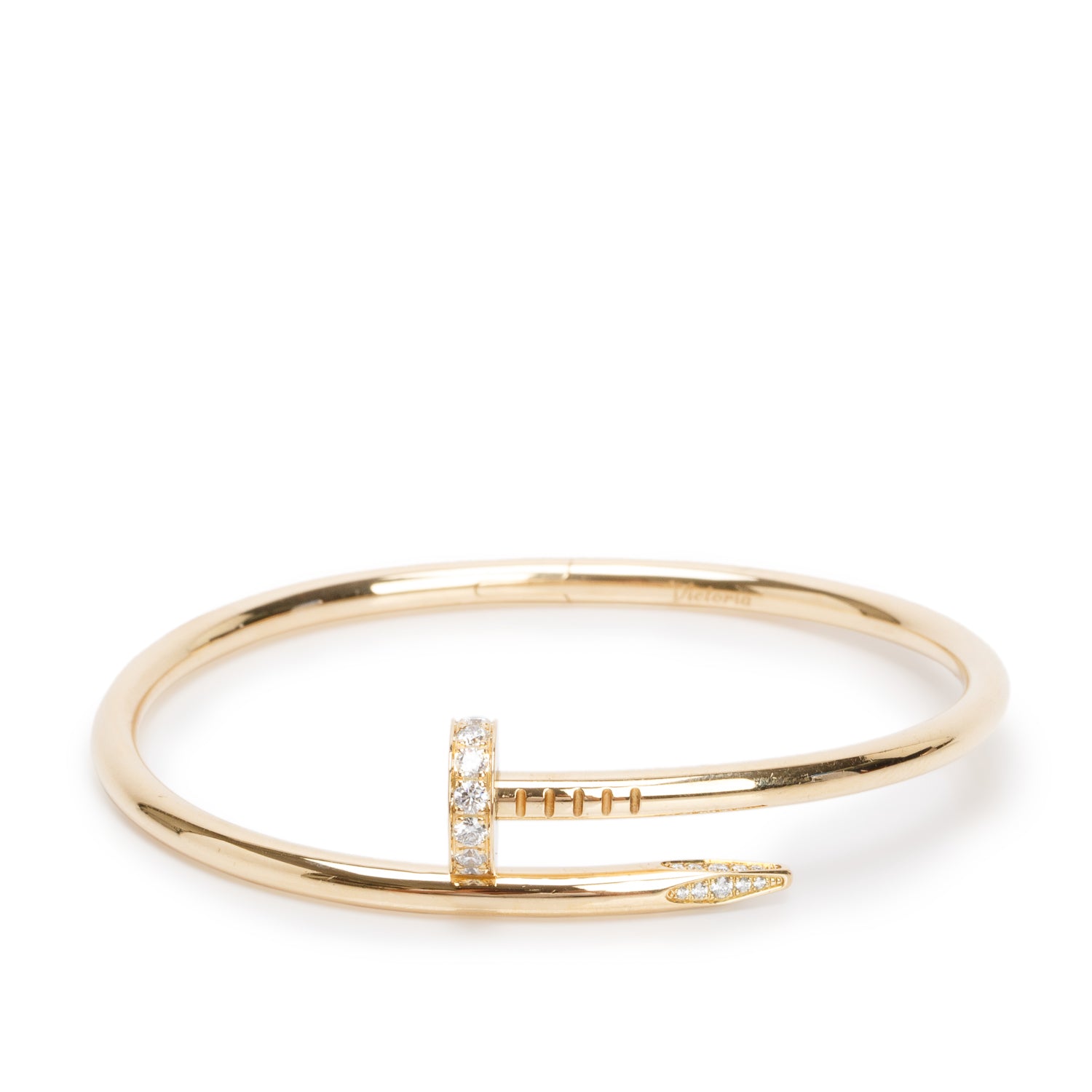 Cartier 2024 18k Yellow Gold Juste Un Clou Diamond Bracelet, Classic Model, Size 17 w/ Box & Receipt