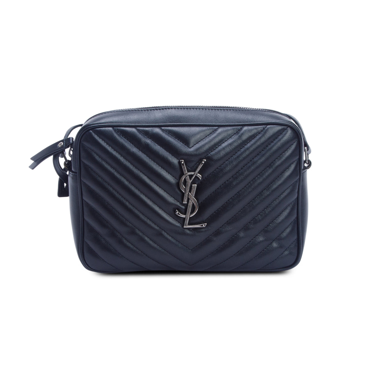 Saint Laurent 2022 Black Calfskin Matelasse Monogram Lou Camera Bag