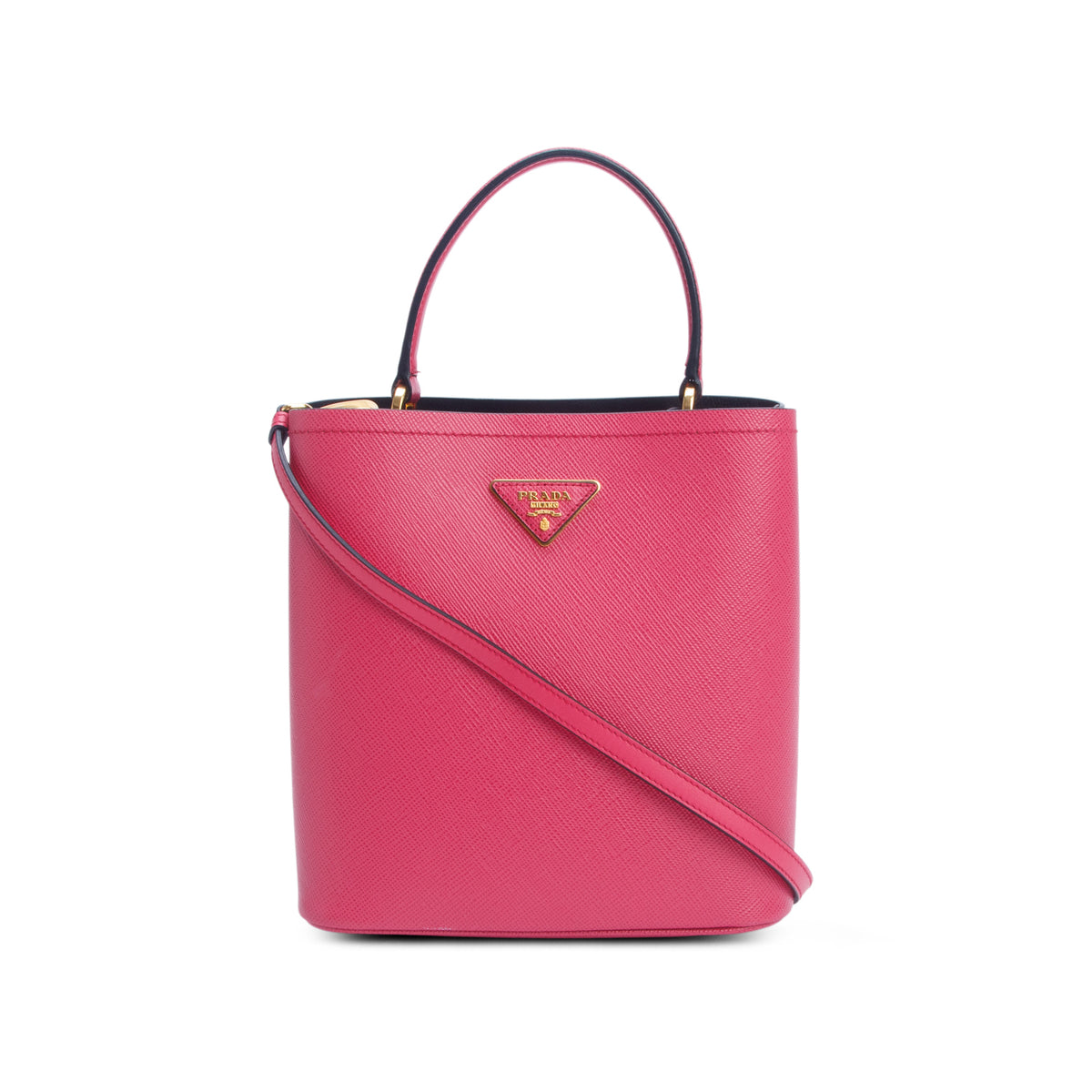 Prada Pink Saffiano Cuir Small Panier Bucket Bag w/ Strap