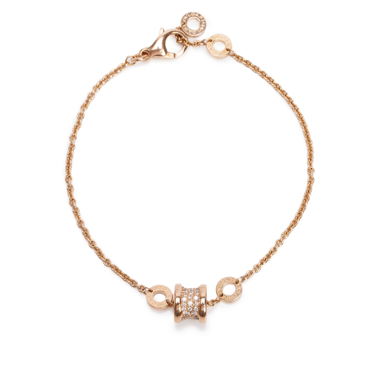 BVLGARI 2021 18k Rose Gold Pave Diamond B.Zero1 Bracelet w/ Box, Receipt & Certificate