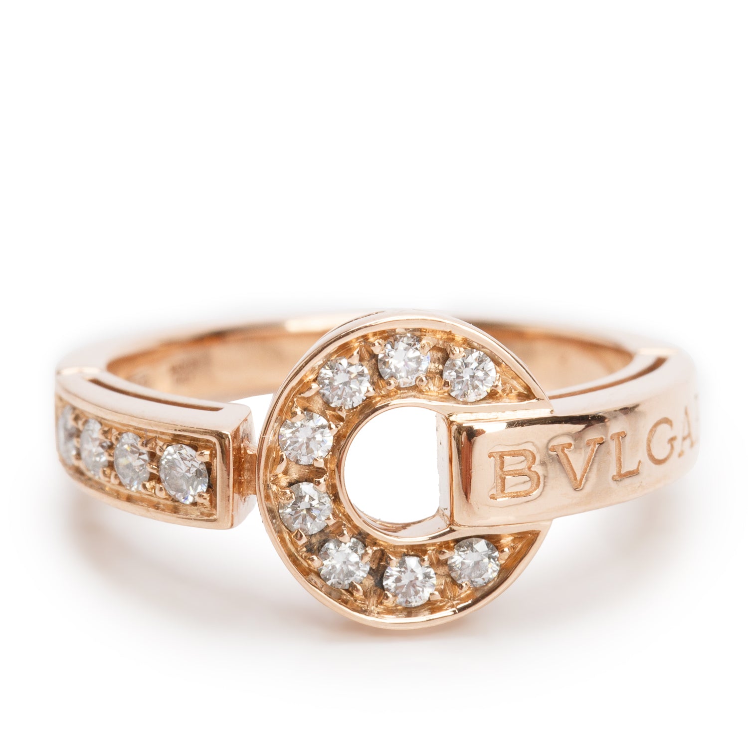 BVLGARI 2021 18k Rose Gold Diamond Bvlgari Ring, Size 6.75 w/ Box, Receipt & Certificate