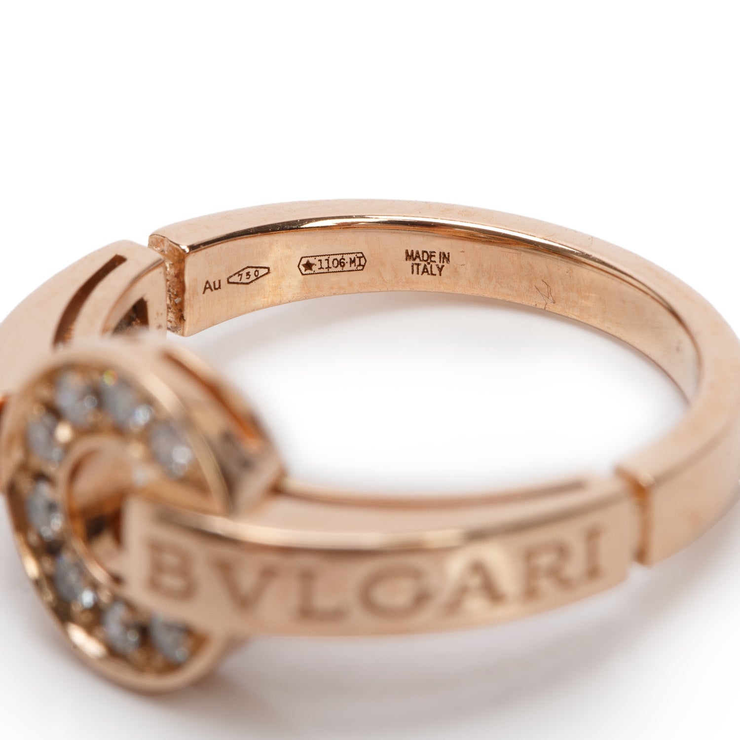 BVLGARI 2021 18k Rose Gold Diamond Bvlgari Ring, Size 6.75 w/ Box, Receipt & Certificate