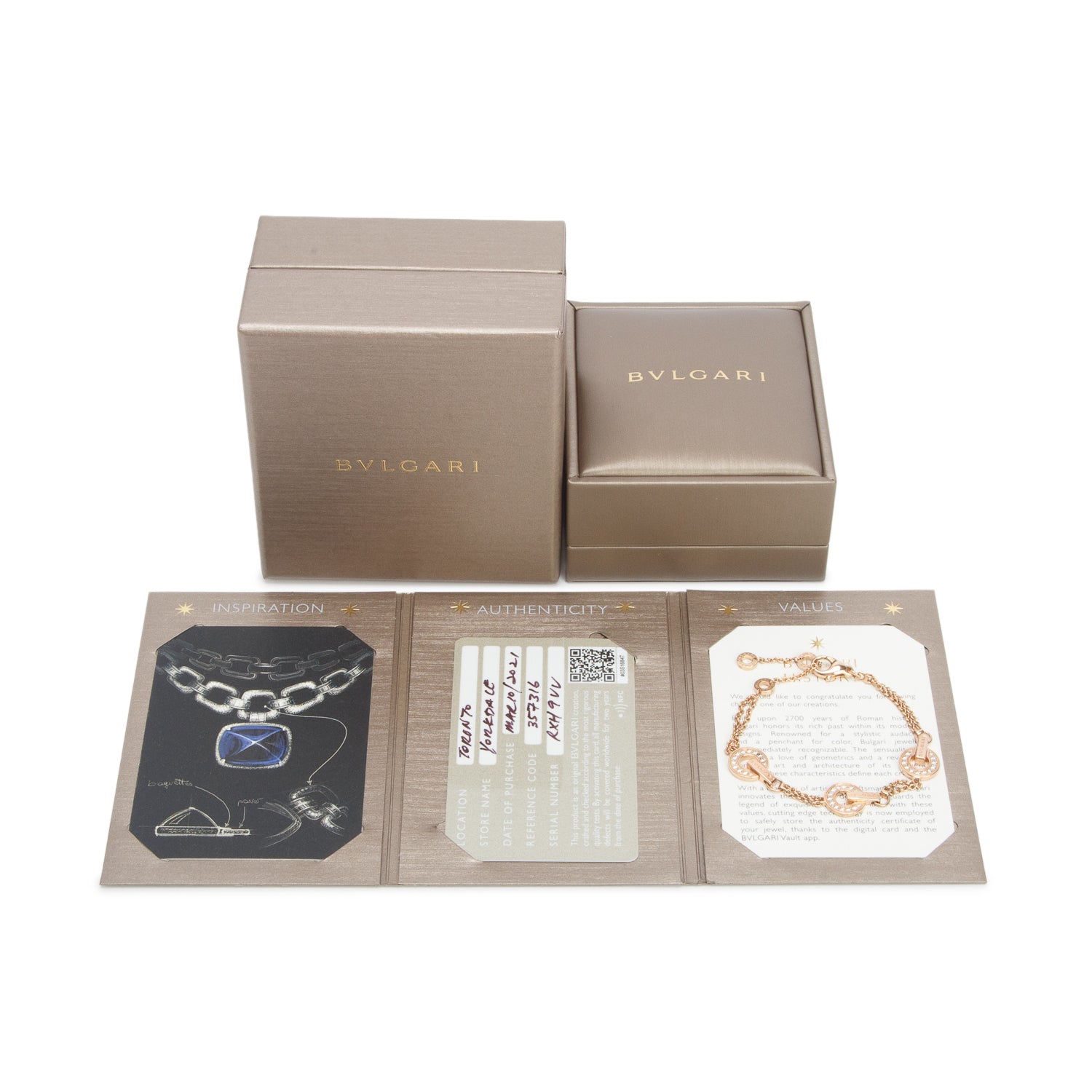 BVLGARI 2021 18k Rose Gold Pave Diamond Bvlgari Bracelet w/ Box, Receipt & Certificate
