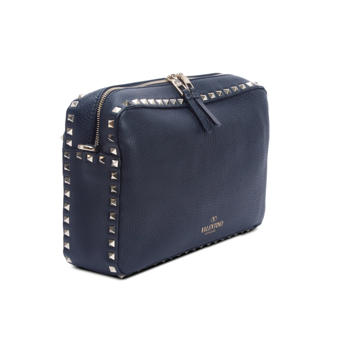 Valentino Black Grained Calfskin Rockstud Crossbody Bag