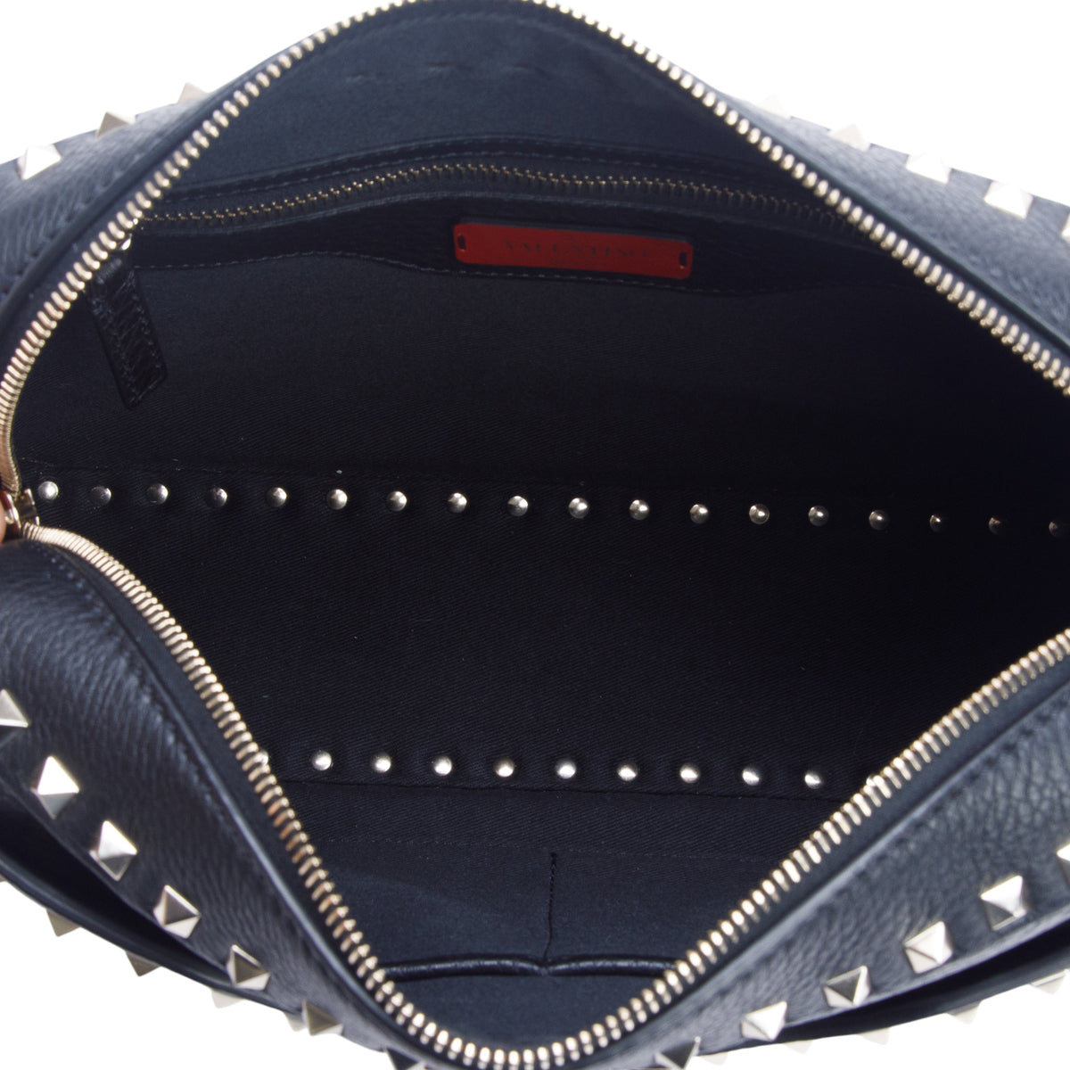 Valentino Black Grained Calfskin Rockstud Crossbody Bag