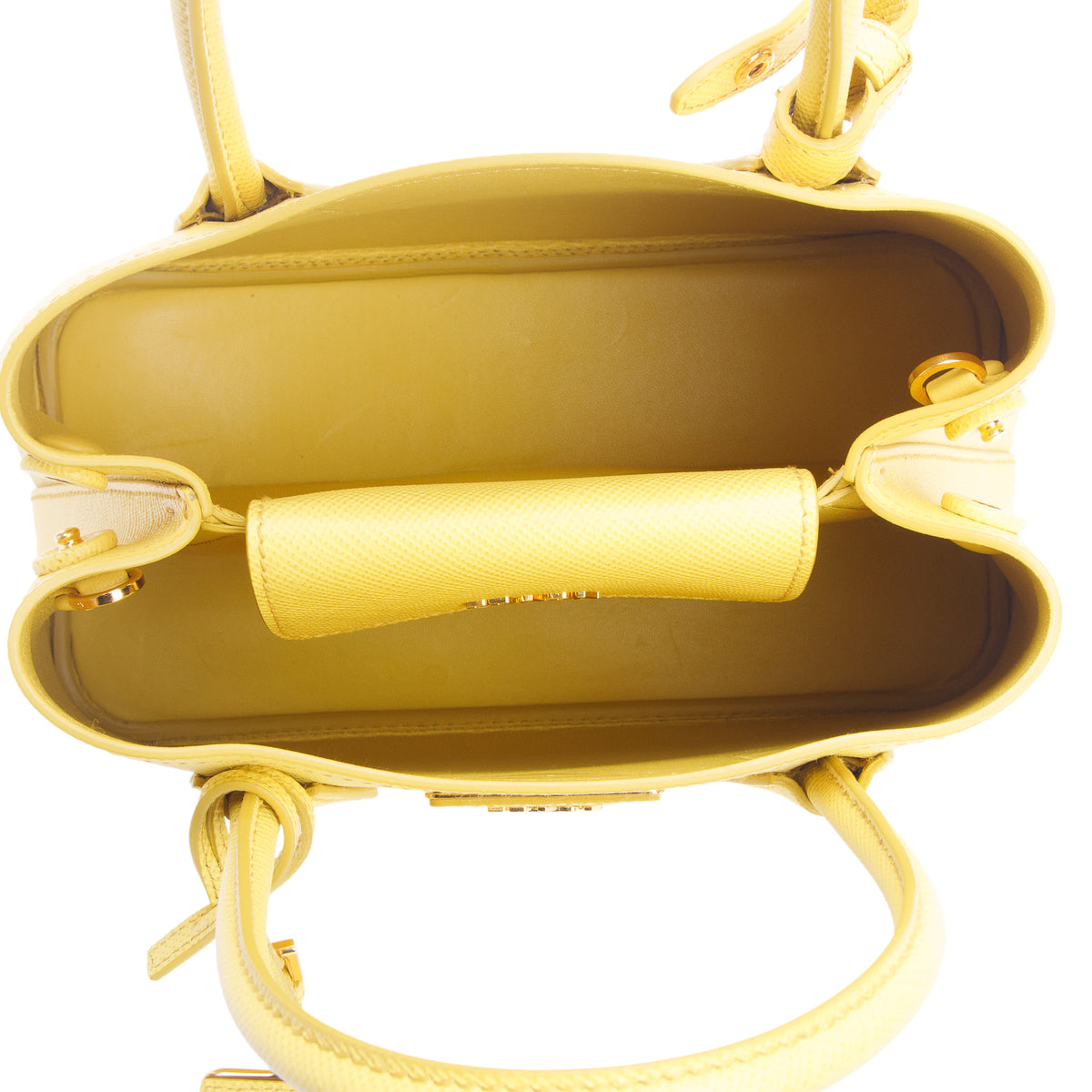 Prada Yellow Saffiano Cuir Top Handle Bag w/ Strap & Authenticity Card