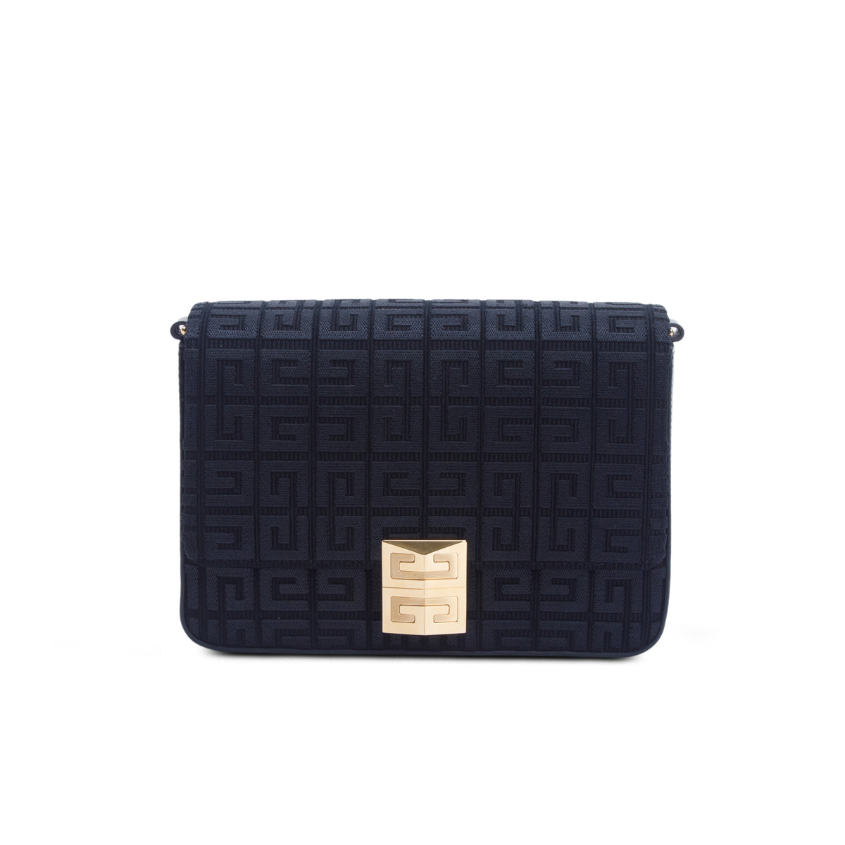 Givenchy 2023 Black Canvas Woven Embroidered Medium 4G Bag w/ Strap