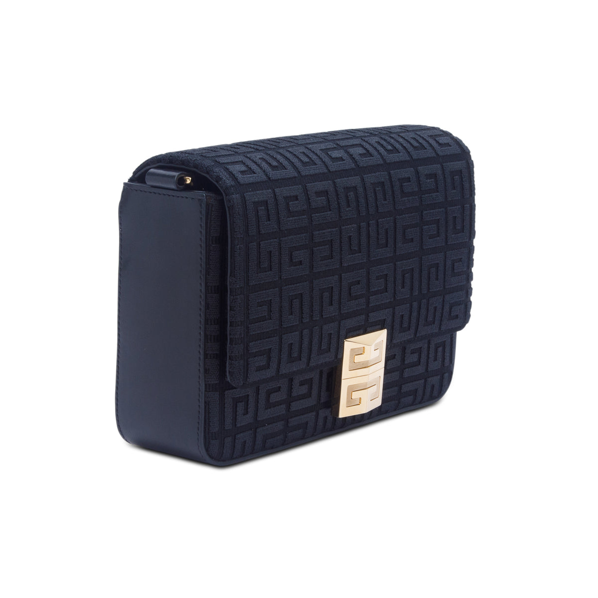Givenchy 2023 Black Canvas Woven Embroidered Medium 4G Bag w/ Strap