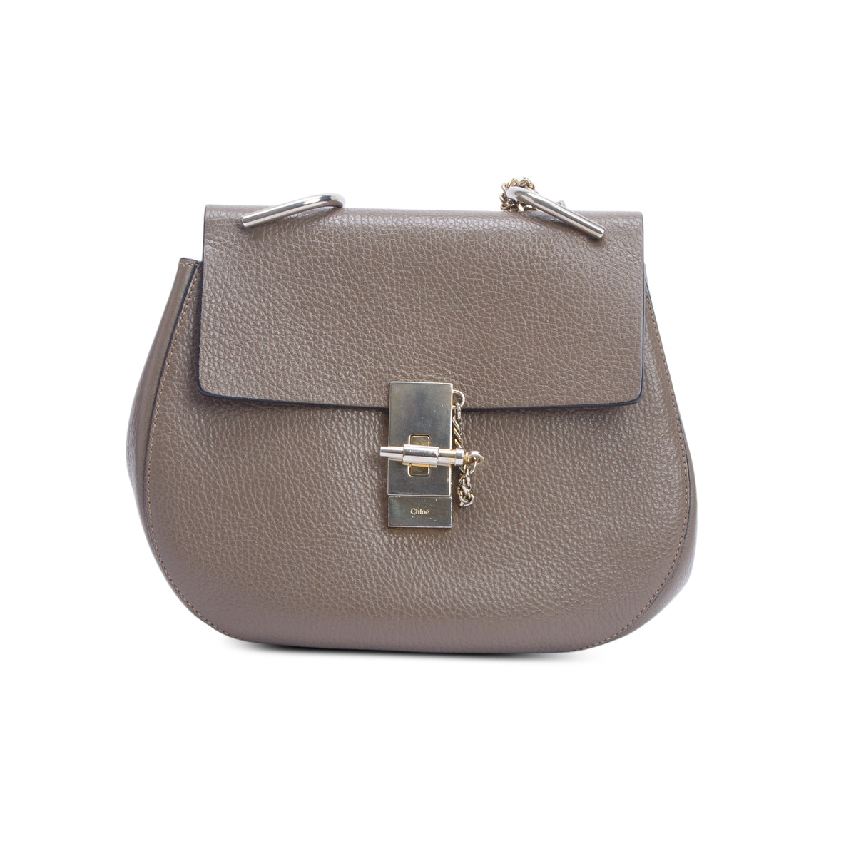 Chloe Taupe Grained Lambskin Medium Drew Shoulder Bag w/ Authenticity Card