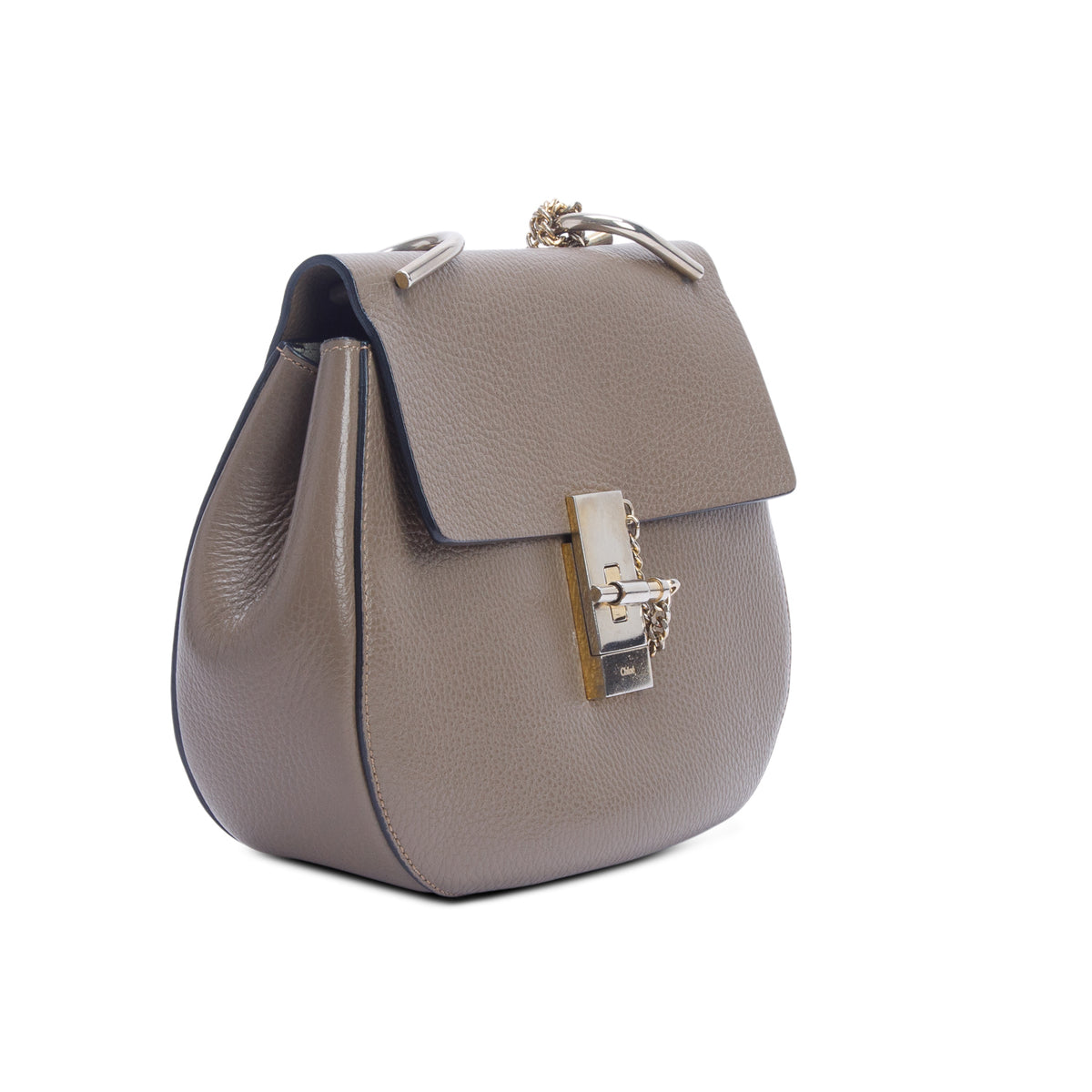 Chloe Taupe Grained Lambskin Medium Drew Shoulder Bag w/ Authenticity Card