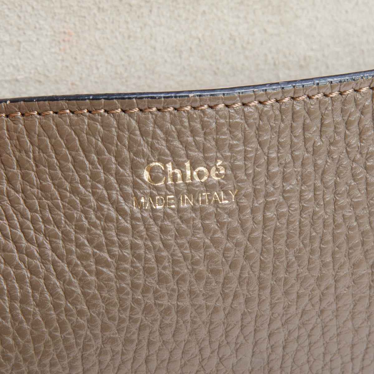 Chloe Taupe Grained Lambskin Medium Drew Shoulder Bag w/ Authenticity Card
