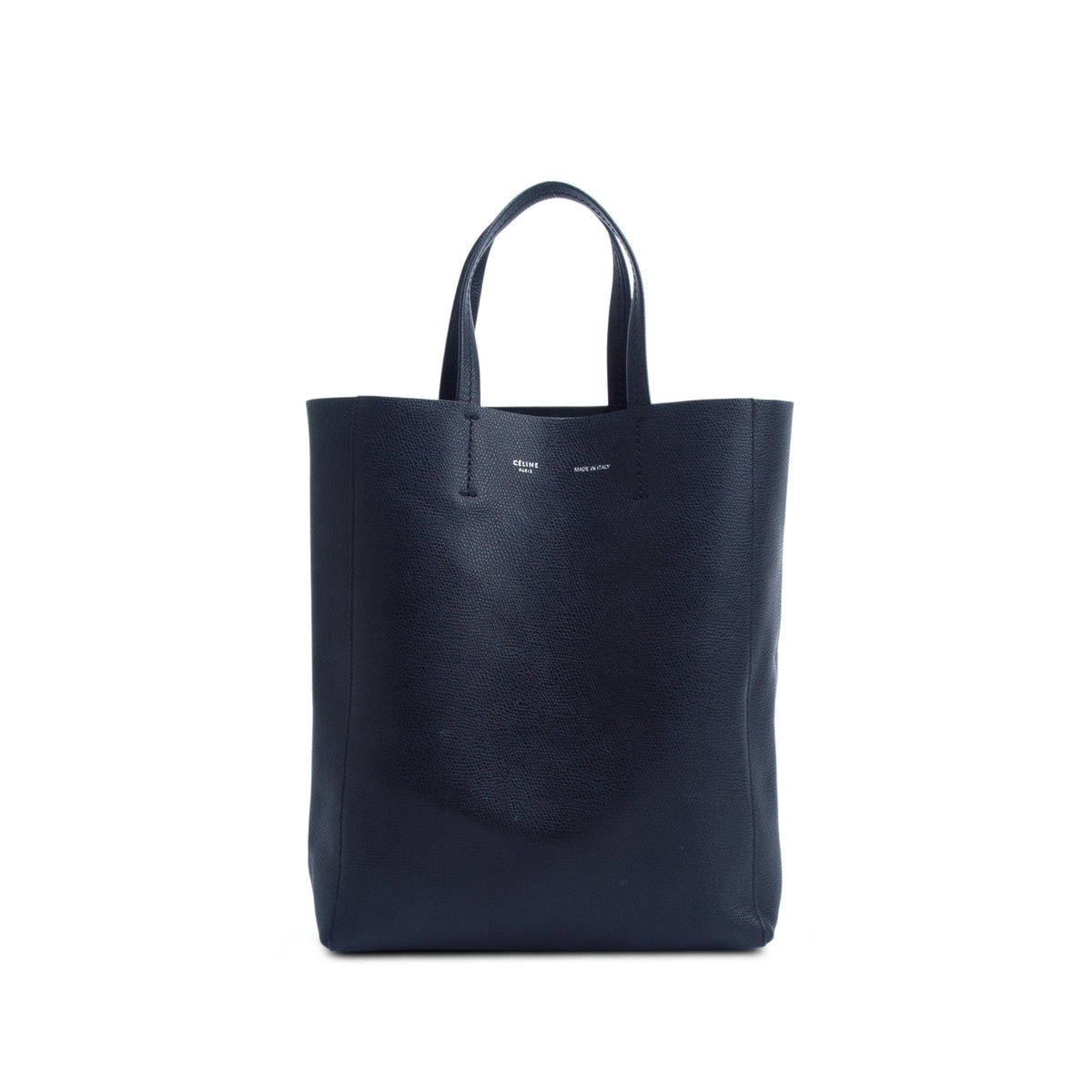 Celine Black Grained Calfskin Small Vertical Cabas Tote w/ Strap