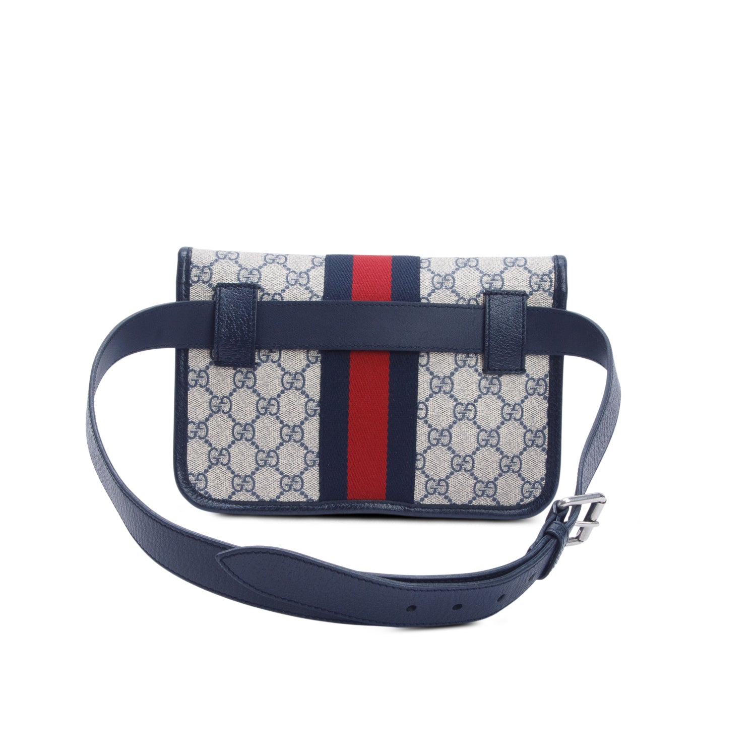 Gucci Navy GG Supreme Monogram Web Small Ophidia Belt Bag