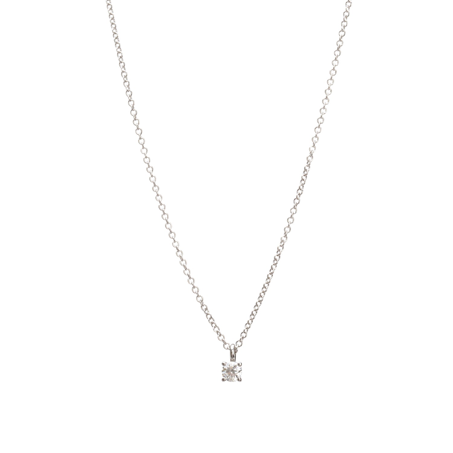 Tiffany & Co. Platinum Solitaire 0.17 ct. Diamond Pendant Necklace w/ Box