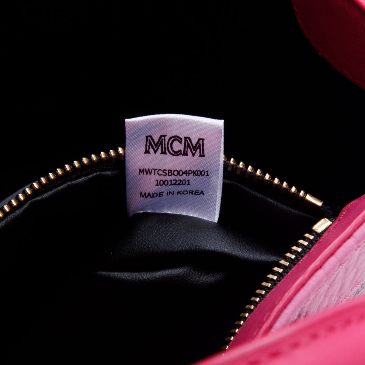 MCM Pink Visetos Small Munchen Tote w/ Strap
