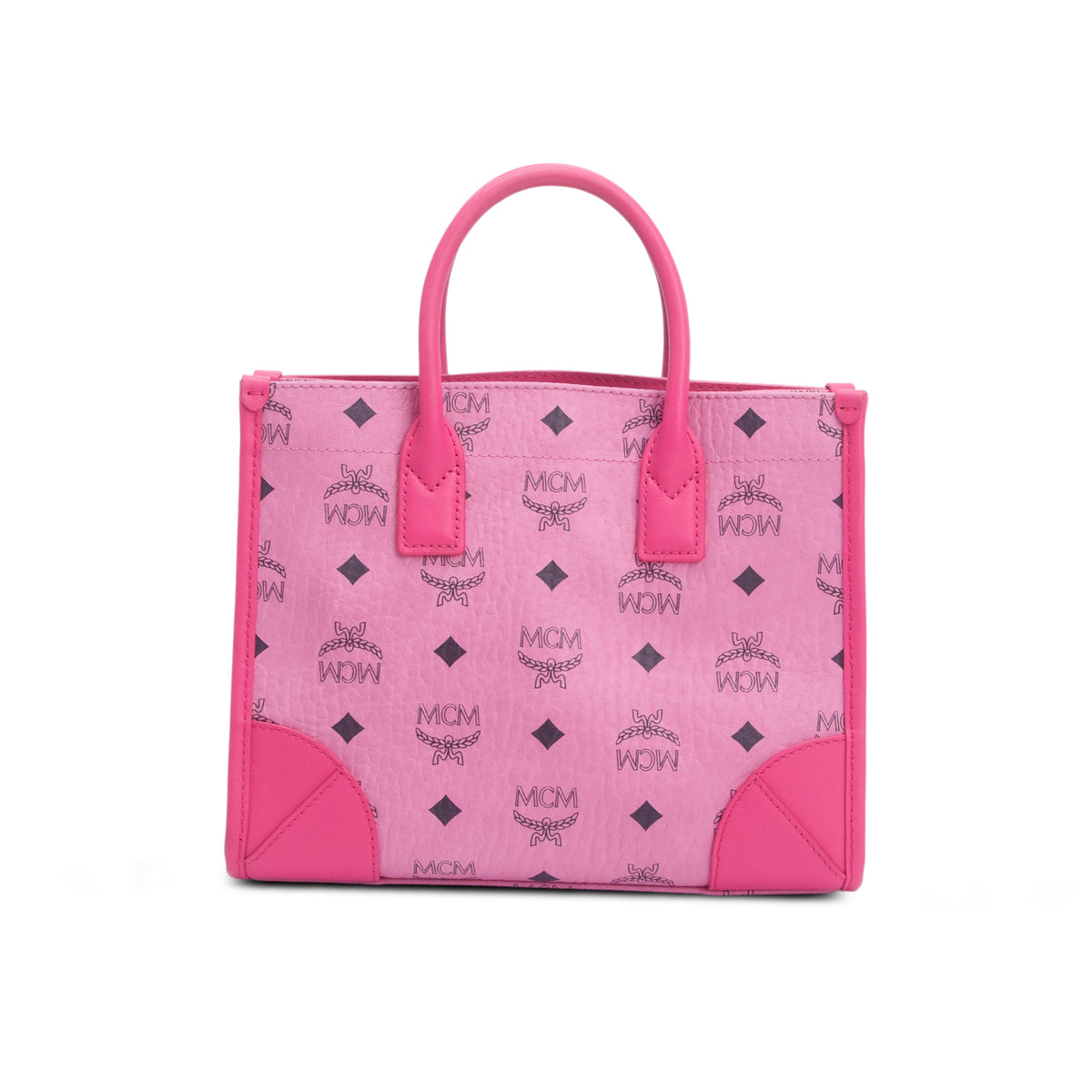 MCM Pink Visetos Small Munchen Tote w/ Strap