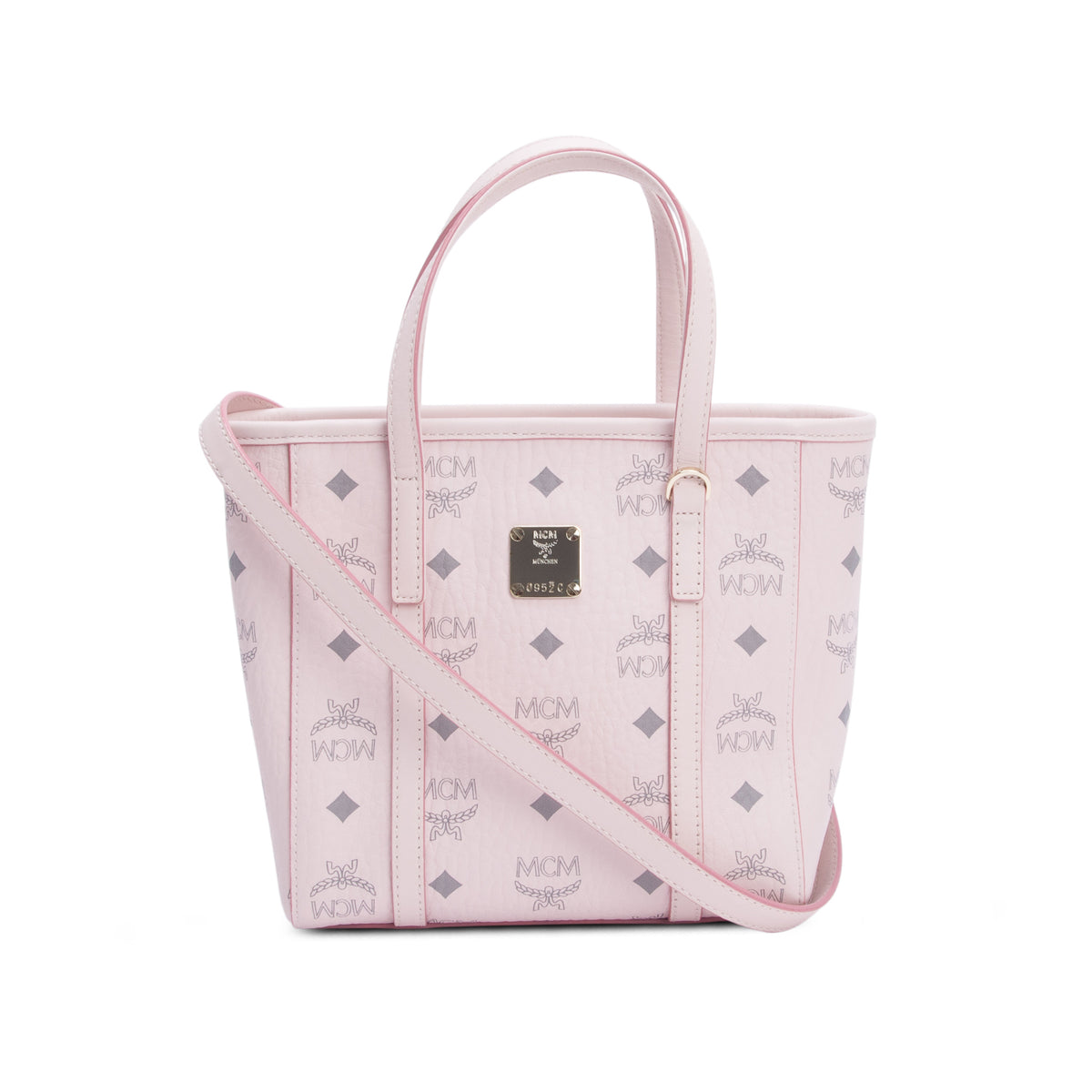 MCM Pink Visetos Toni Top-Zip Shopper w/ Strap
