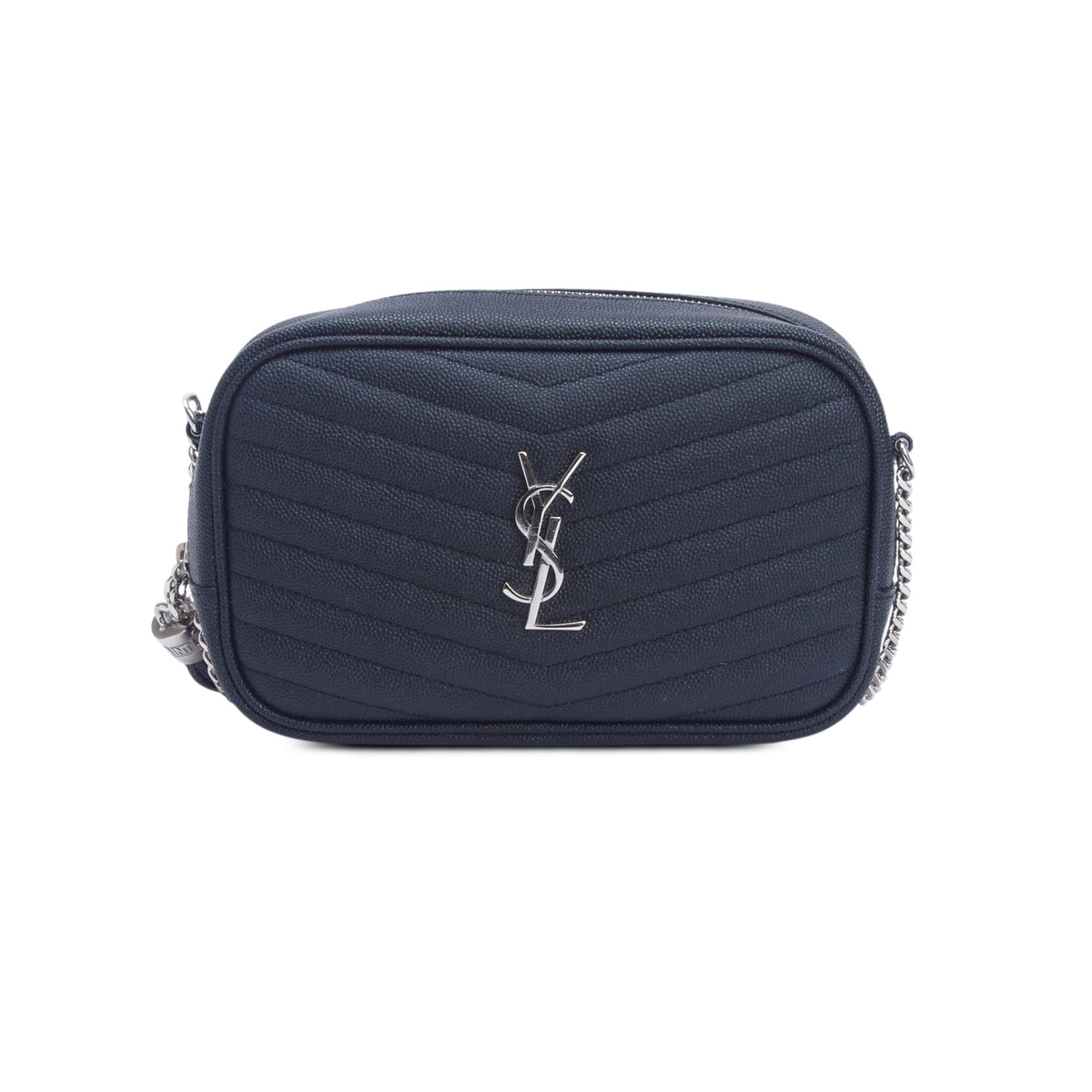 Saint Laurent 2022 Black Grain de Poudre Matelasse Monogram Mini Lou Camera Bag