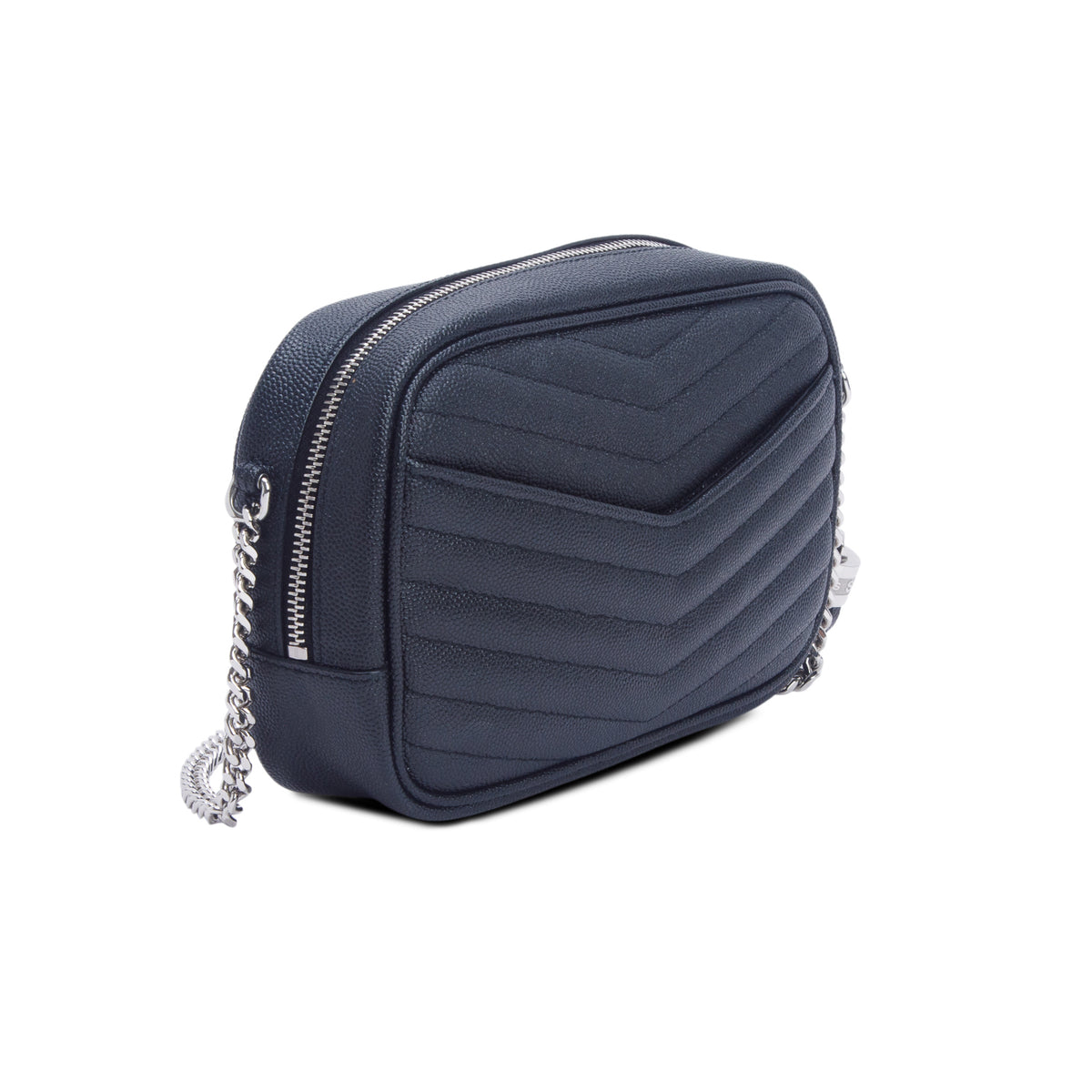 Saint Laurent 2022 Black Grain de Poudre Matelasse Monogram Mini Lou Camera Bag