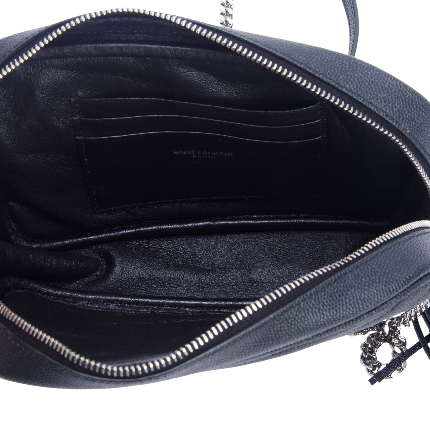 Saint Laurent 2022 Black Grain de Poudre Matelasse Monogram Mini Lou Camera Bag