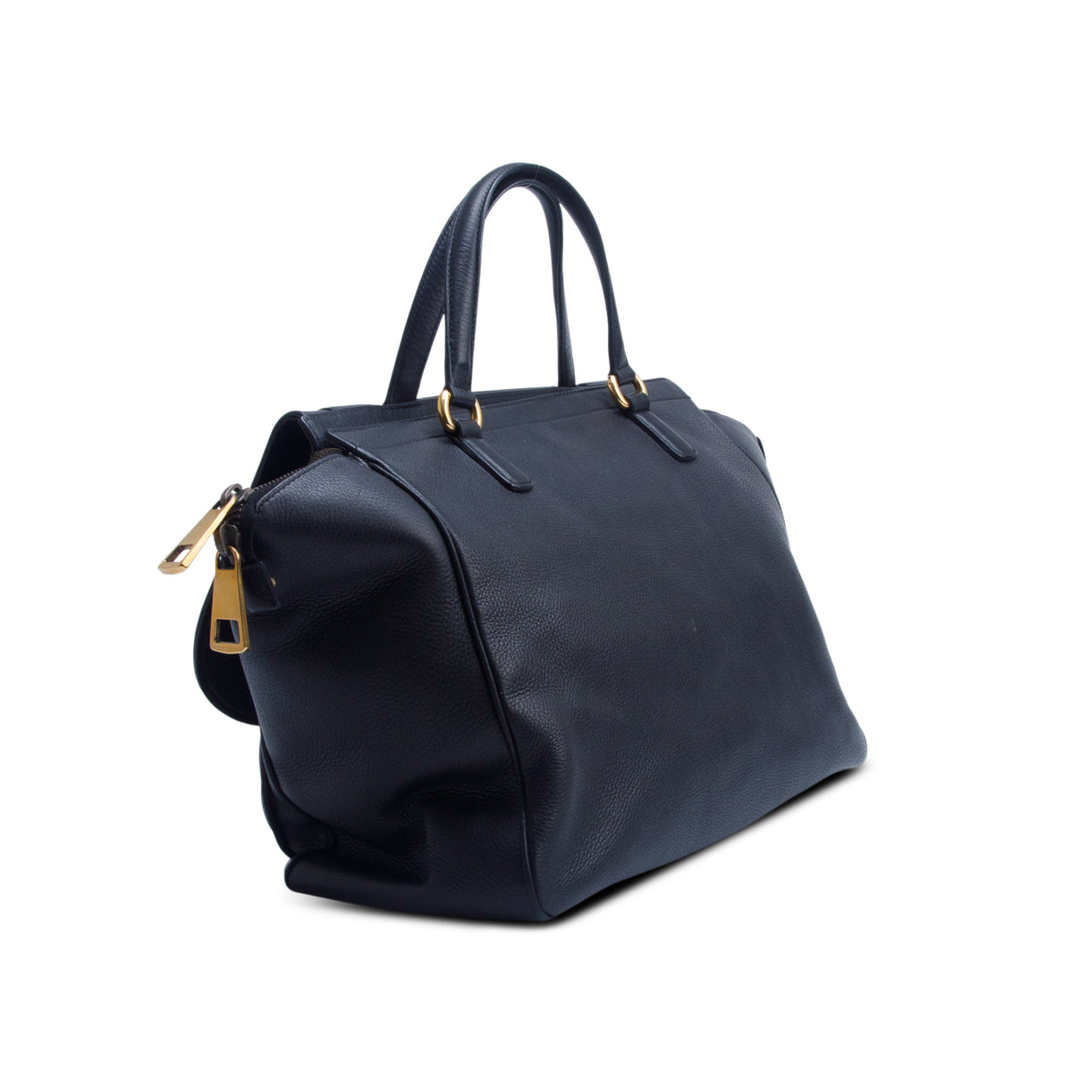 Gucci Black Pebbled Calfskin 1973 Medium Top Handle Bag