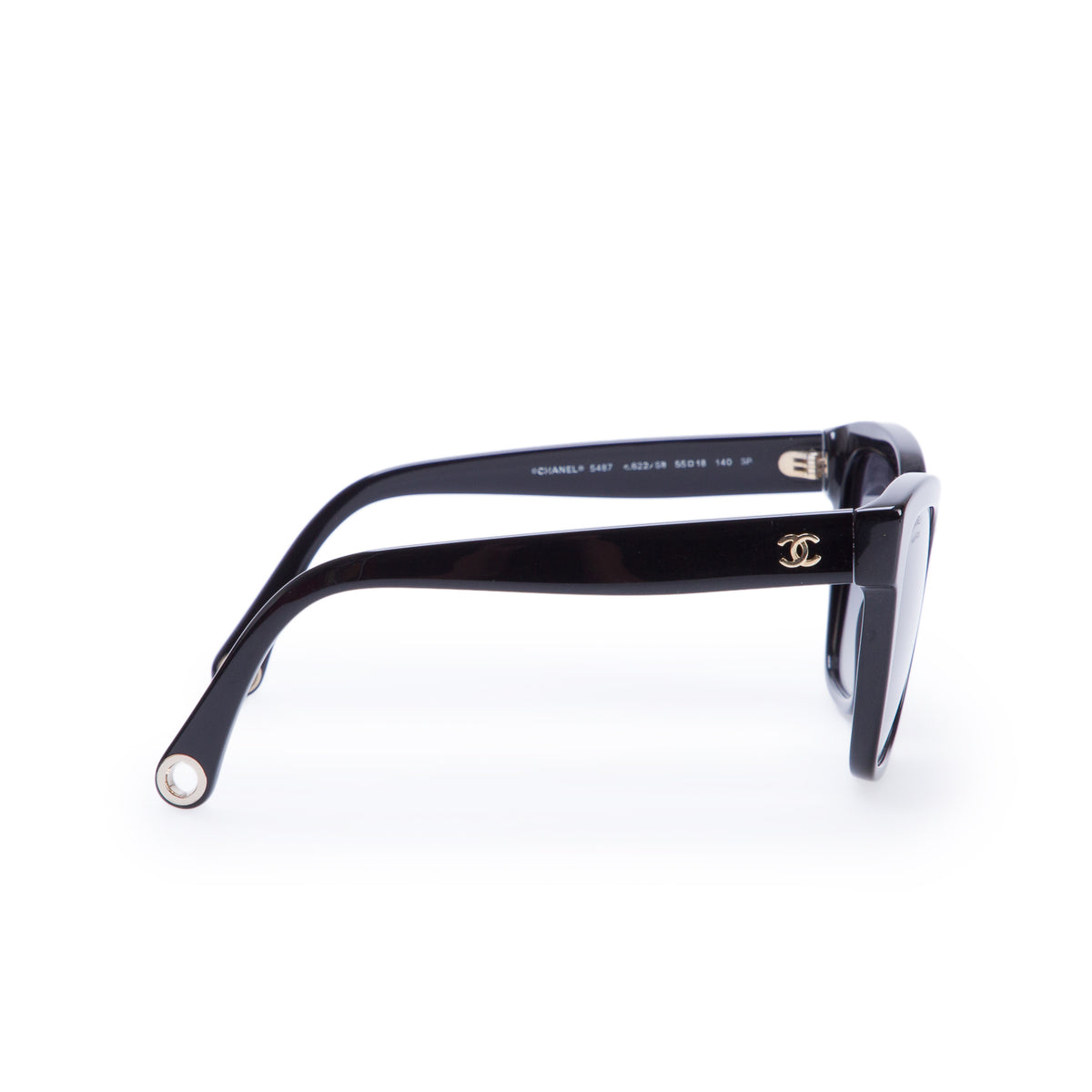 Chanel 5487 Black Acetate Chain Square Sunglasses w/ Box