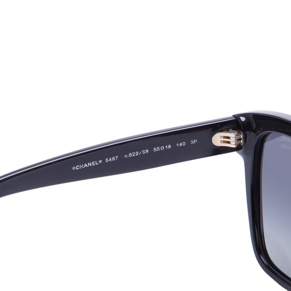 Chanel 5487 Black Acetate Chain Square Sunglasses w/ Box